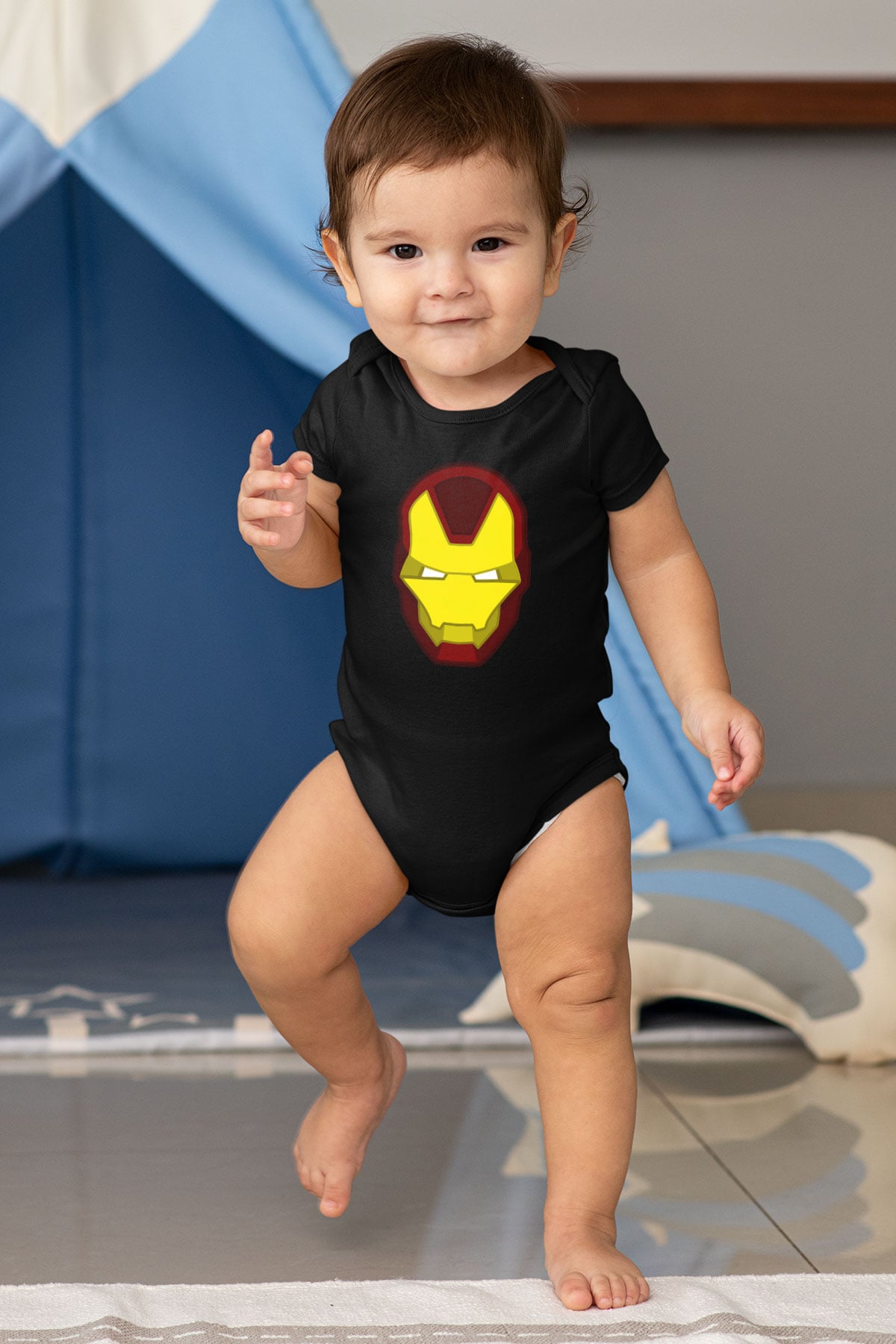 Iron Man Baskılı Siyah Bebek Body - Zıbın