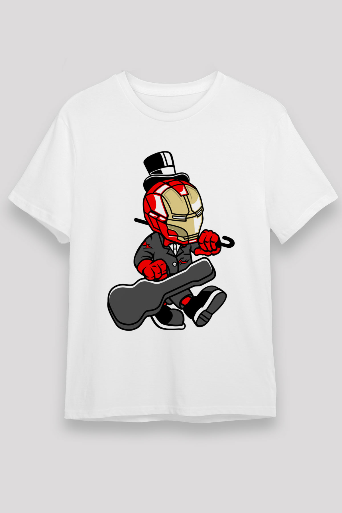 Iron Man Gentleman Baskılı Unisex Beyaz Tişört