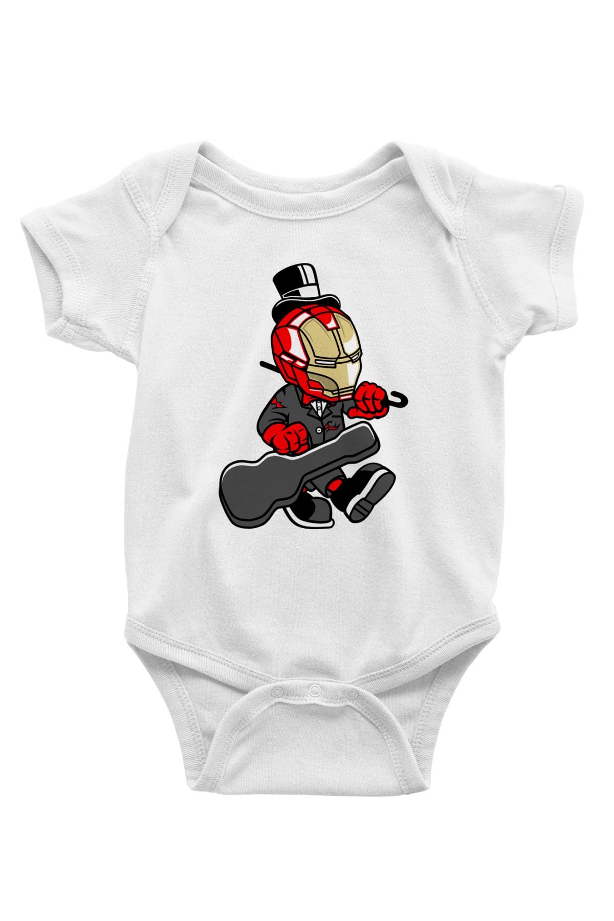 Iron Man Gentleman Baskılı Unisex Beyaz Bebek Body - Zıbın