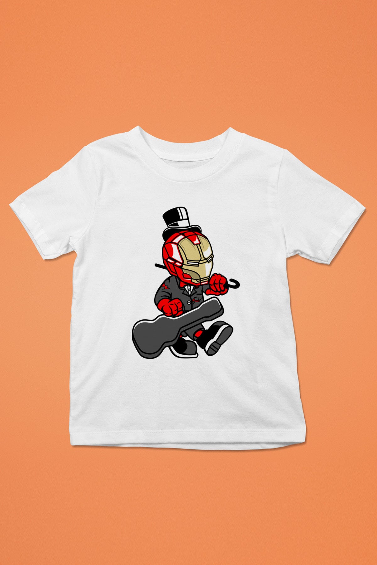 Iron Man Gentleman Baskılı Unisex Beyaz Çocuk Tişört