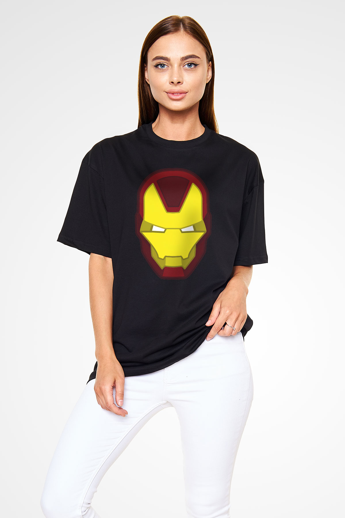 Iron Man Siyah Unisex Oversize Tişört T-Shirt