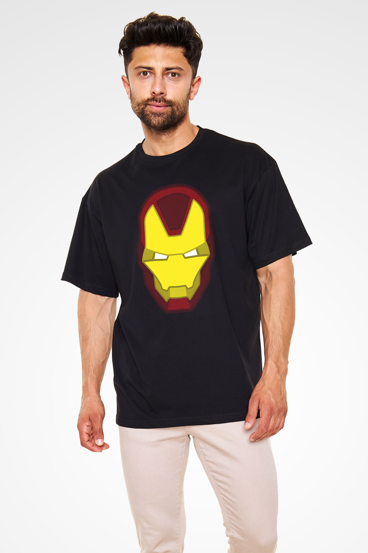 Iron Man Siyah Unisex Oversize Tişört T-Shirt