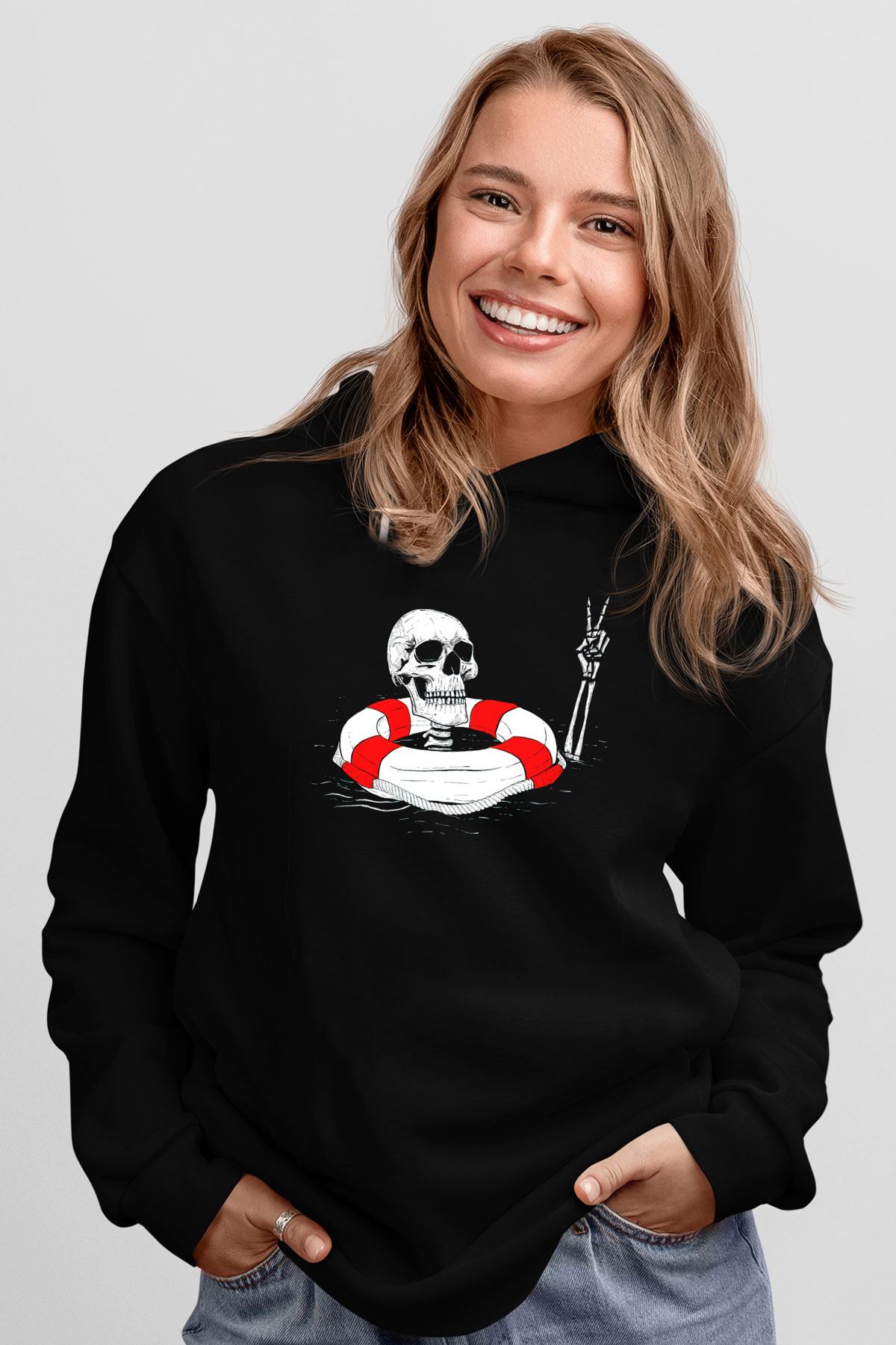 İskeletSiyah  Unisex Hoodie