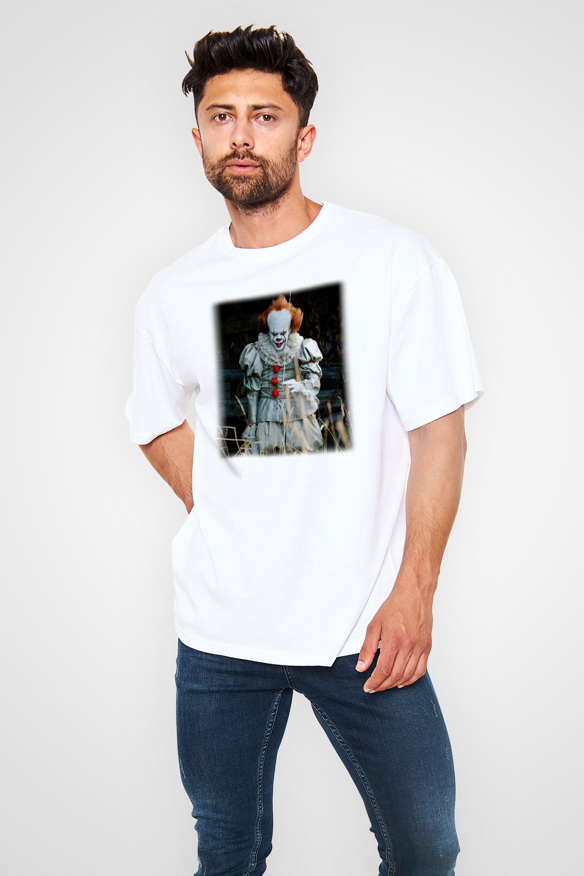 It Beyaz Unisex Oversize Tişört T-Shirt