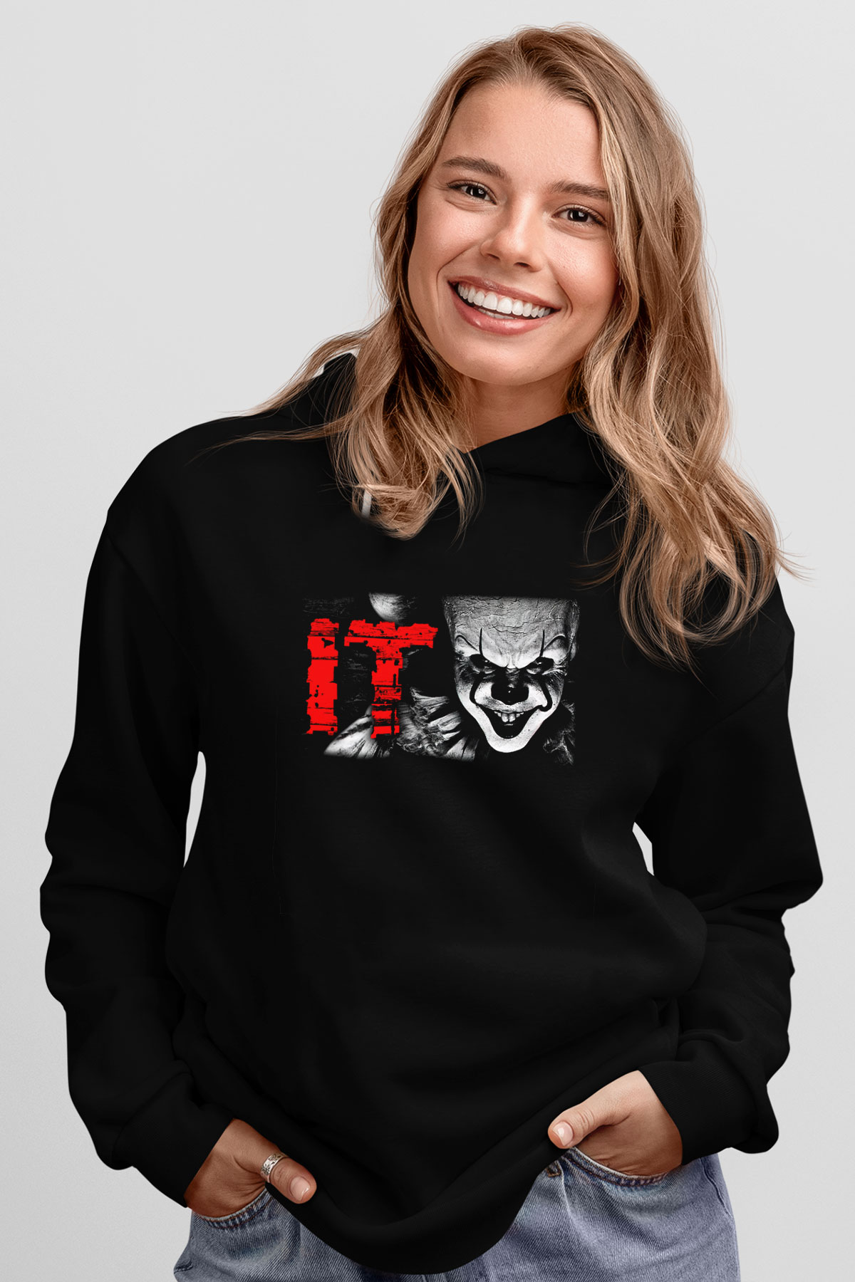 It Siyah Unisex Hoodie