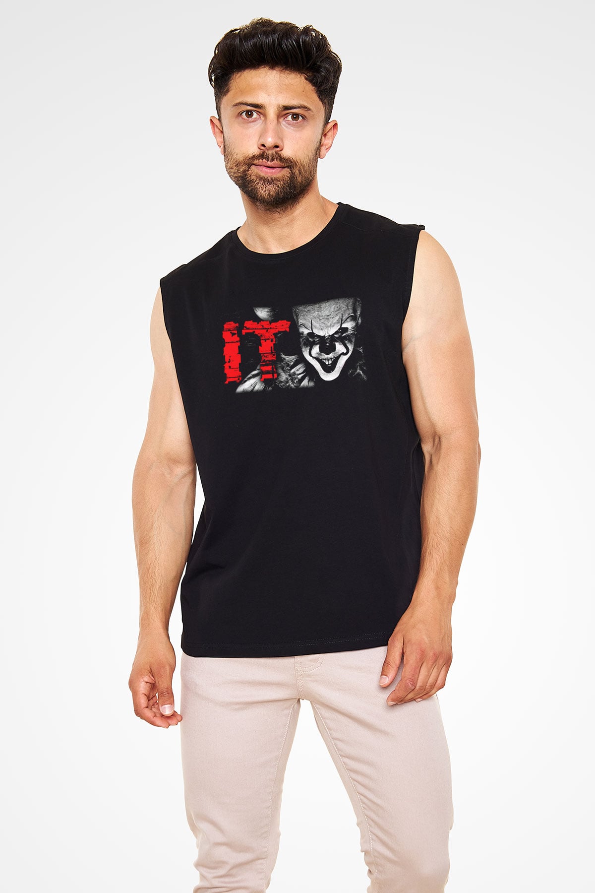 It Siyah Unisex Kolsuz Tişört
