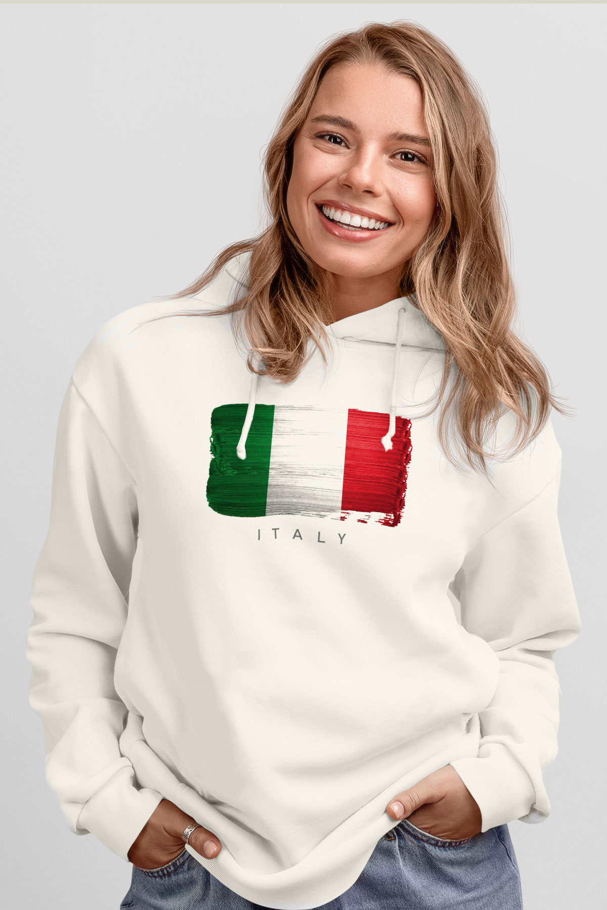 İtalya Beyaz Unisex Hoodie
