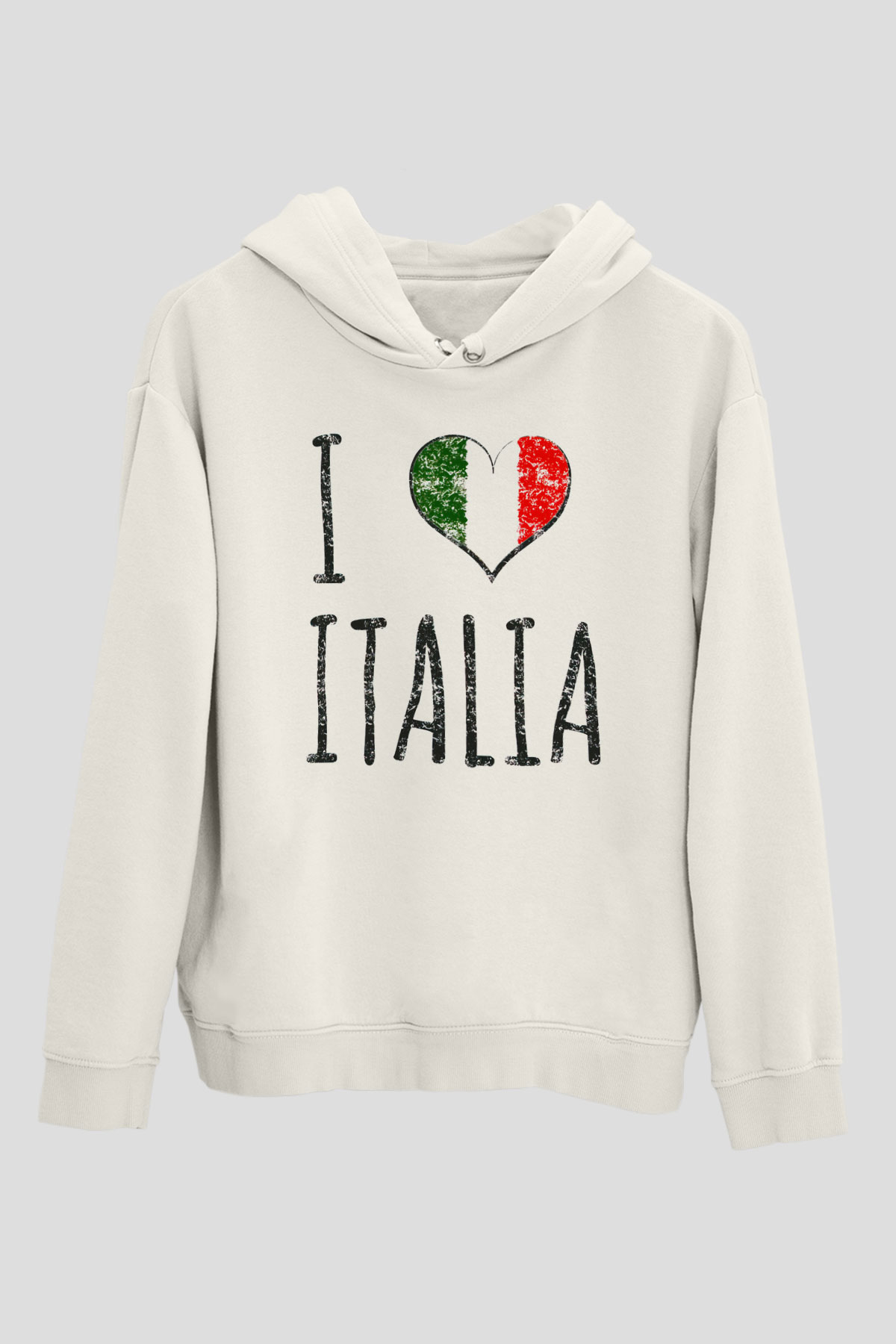 İtalya Beyaz Unisex Kapşonlu Sweatshirt