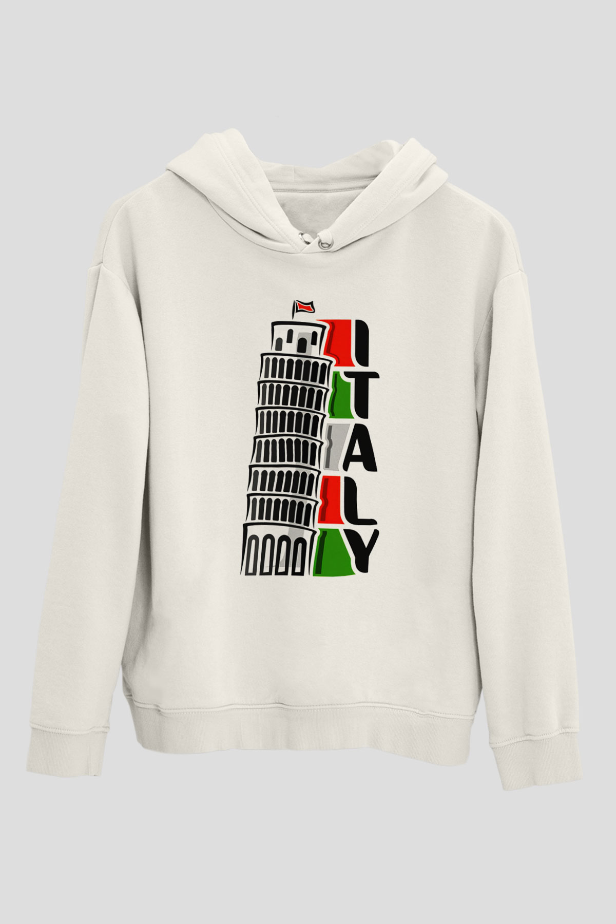 İtalya Beyaz Unisex Kapşonlu Sweatshirt