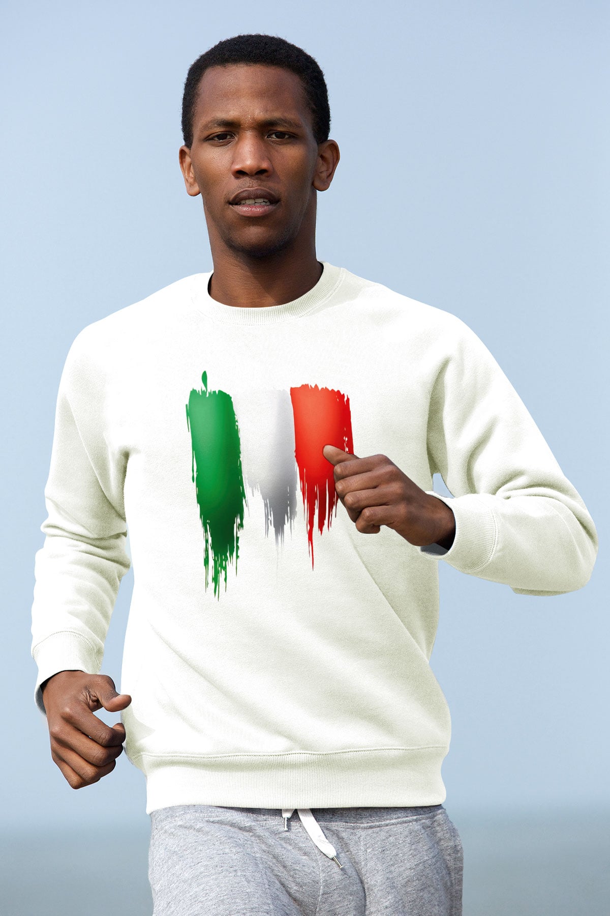 İtalya Beyaz Unisex Sweatshirt