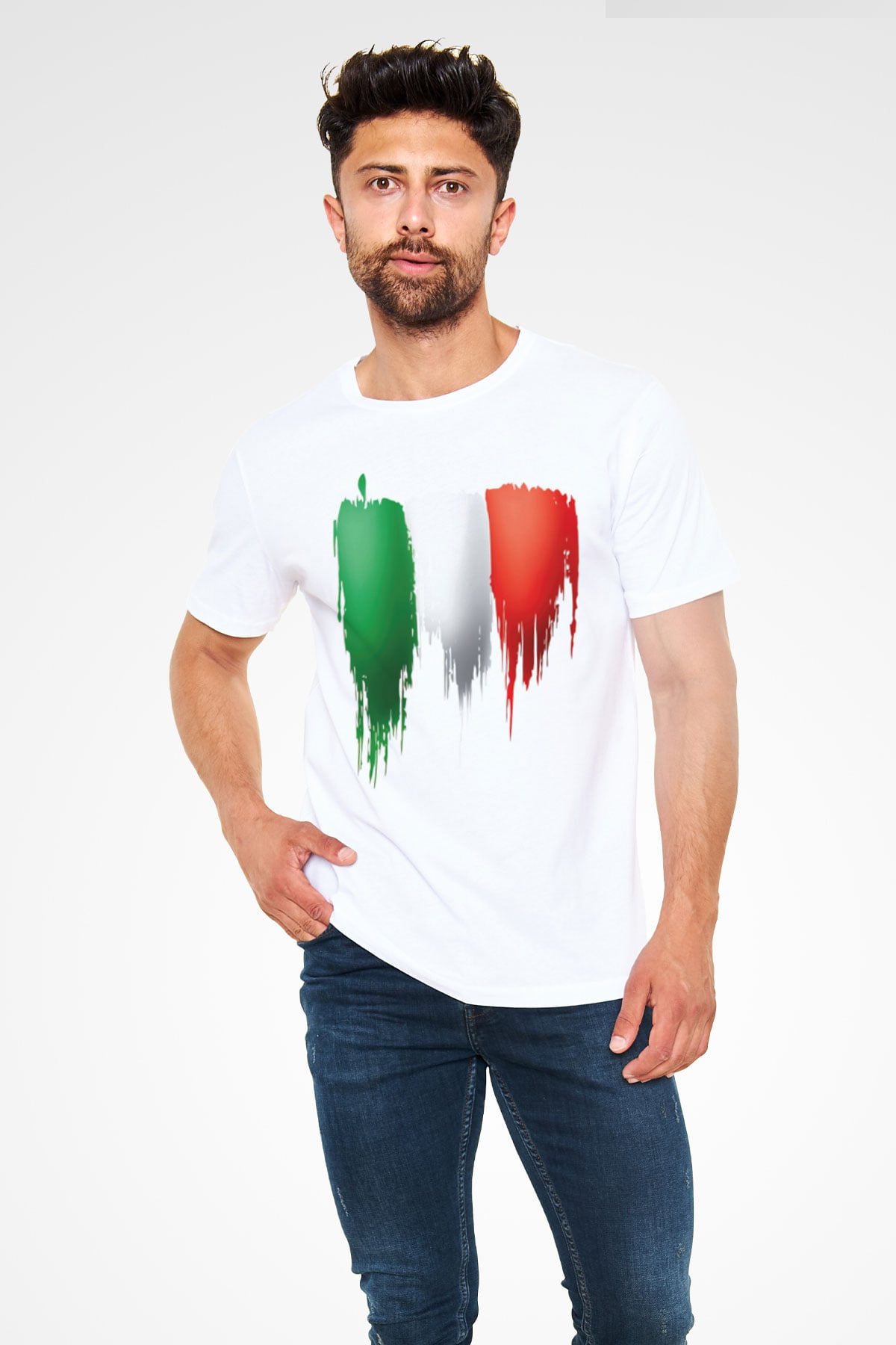 İtalya Beyaz Unisex Tişört T-Shirt - TişörtFabrikası