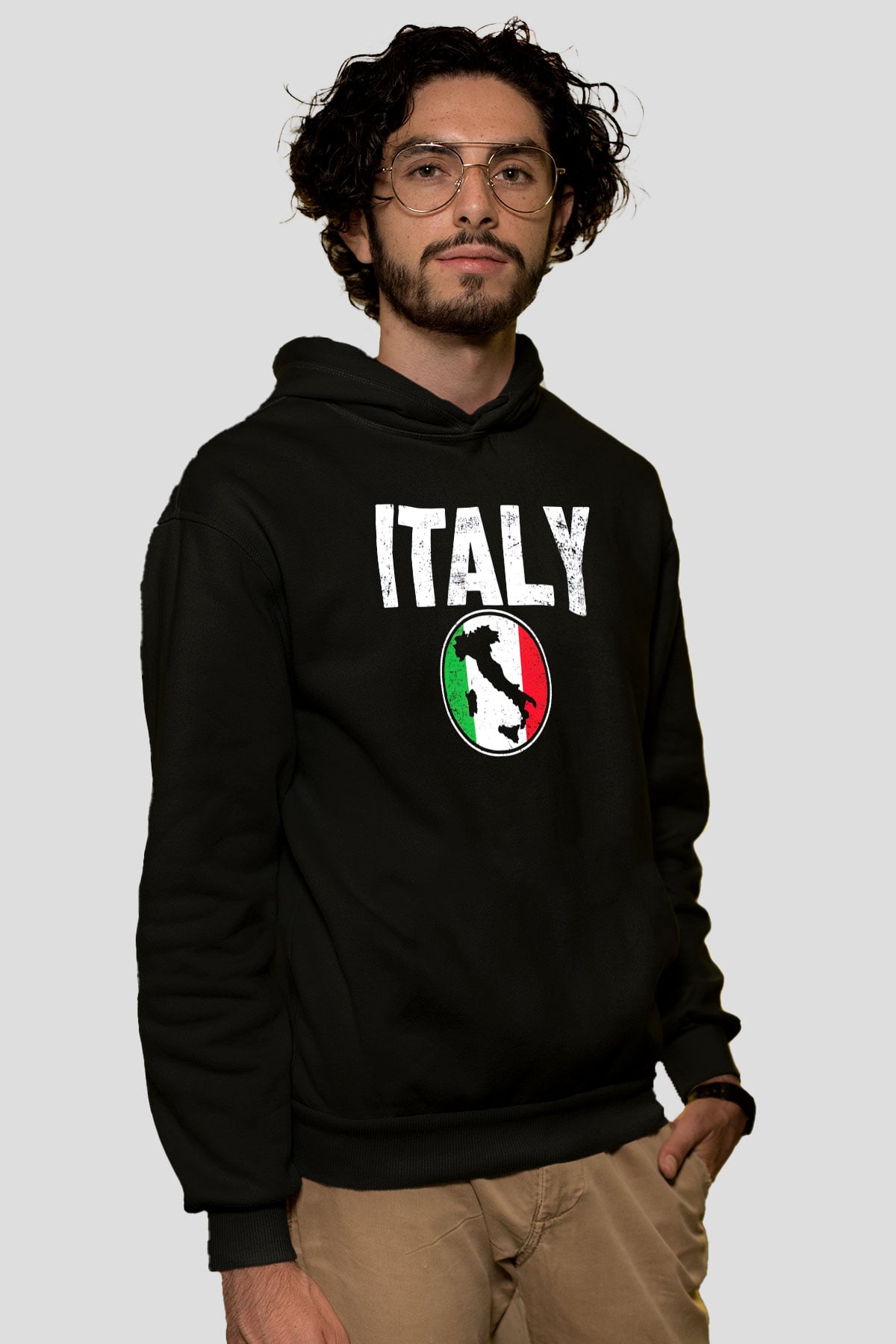 İtalya Siyah Unisex Hoodie