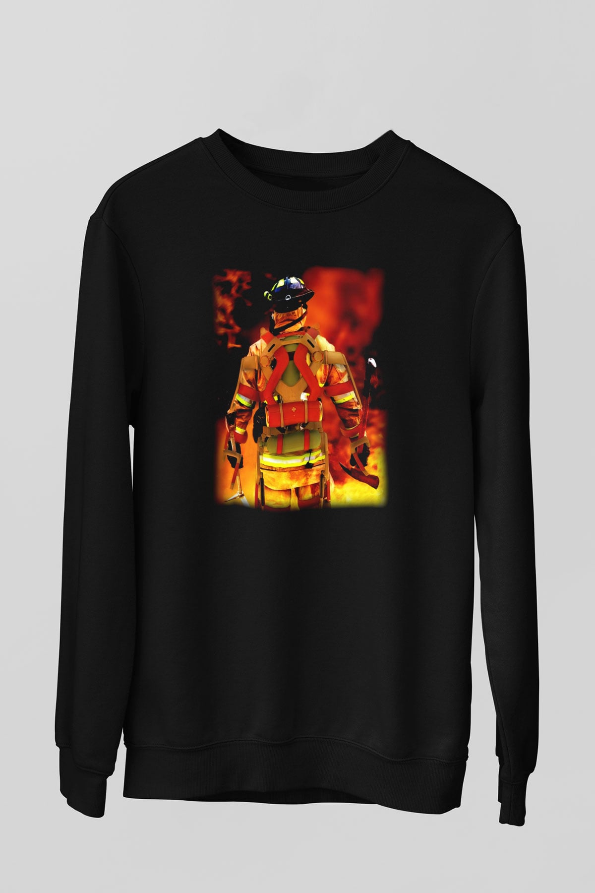 İtfaiyeci Siyah Unisex Sweatshirt