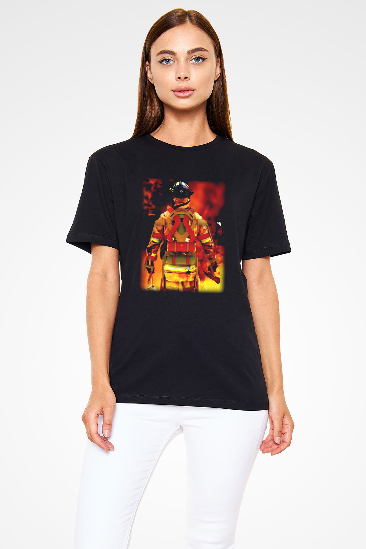 İtfaiyeci Siyah Unisex Tişört T-Shirt - TişörtFabrikası