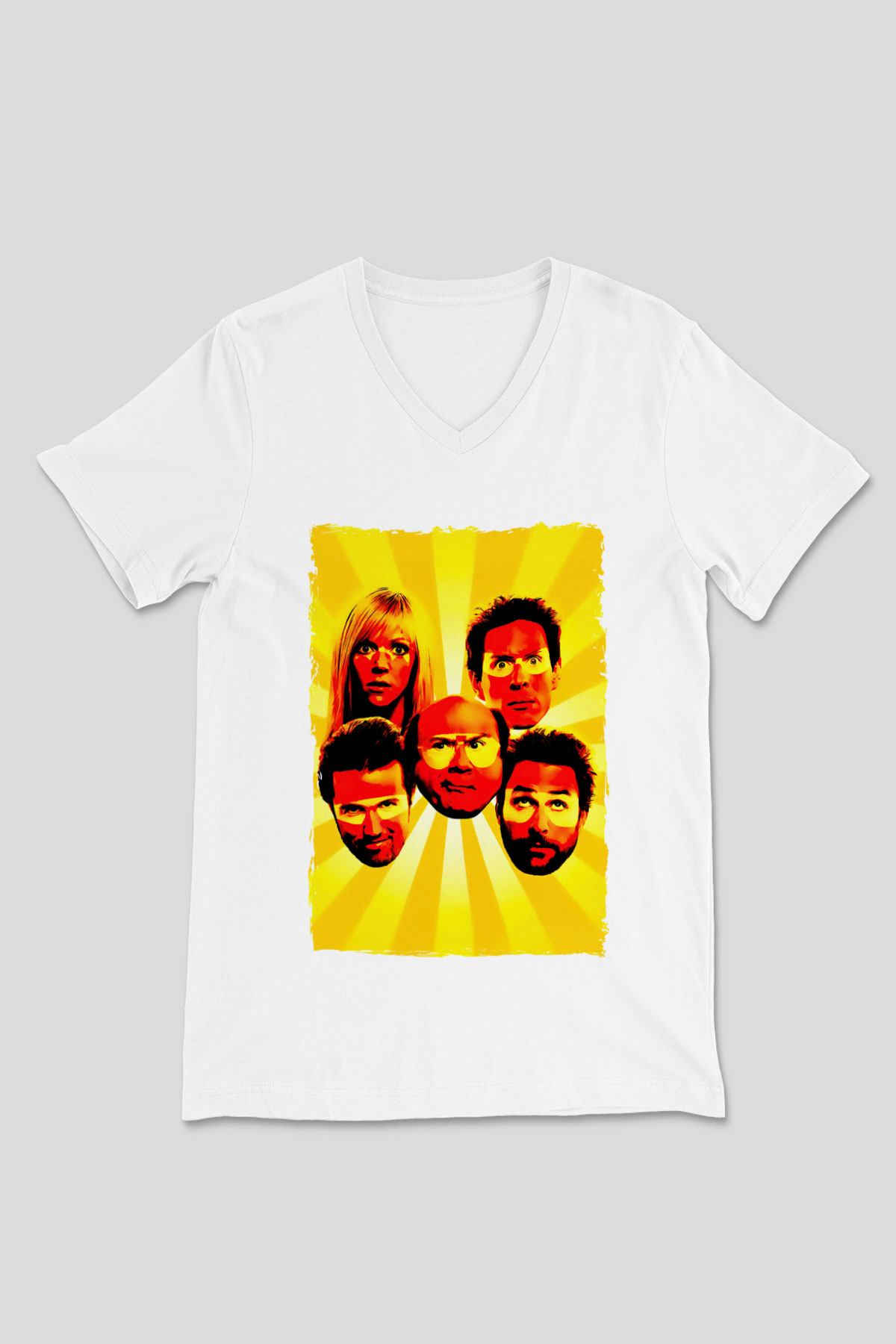 It's Always Sunny in Philadelphia Beyaz Unisex V Yaka Tişört