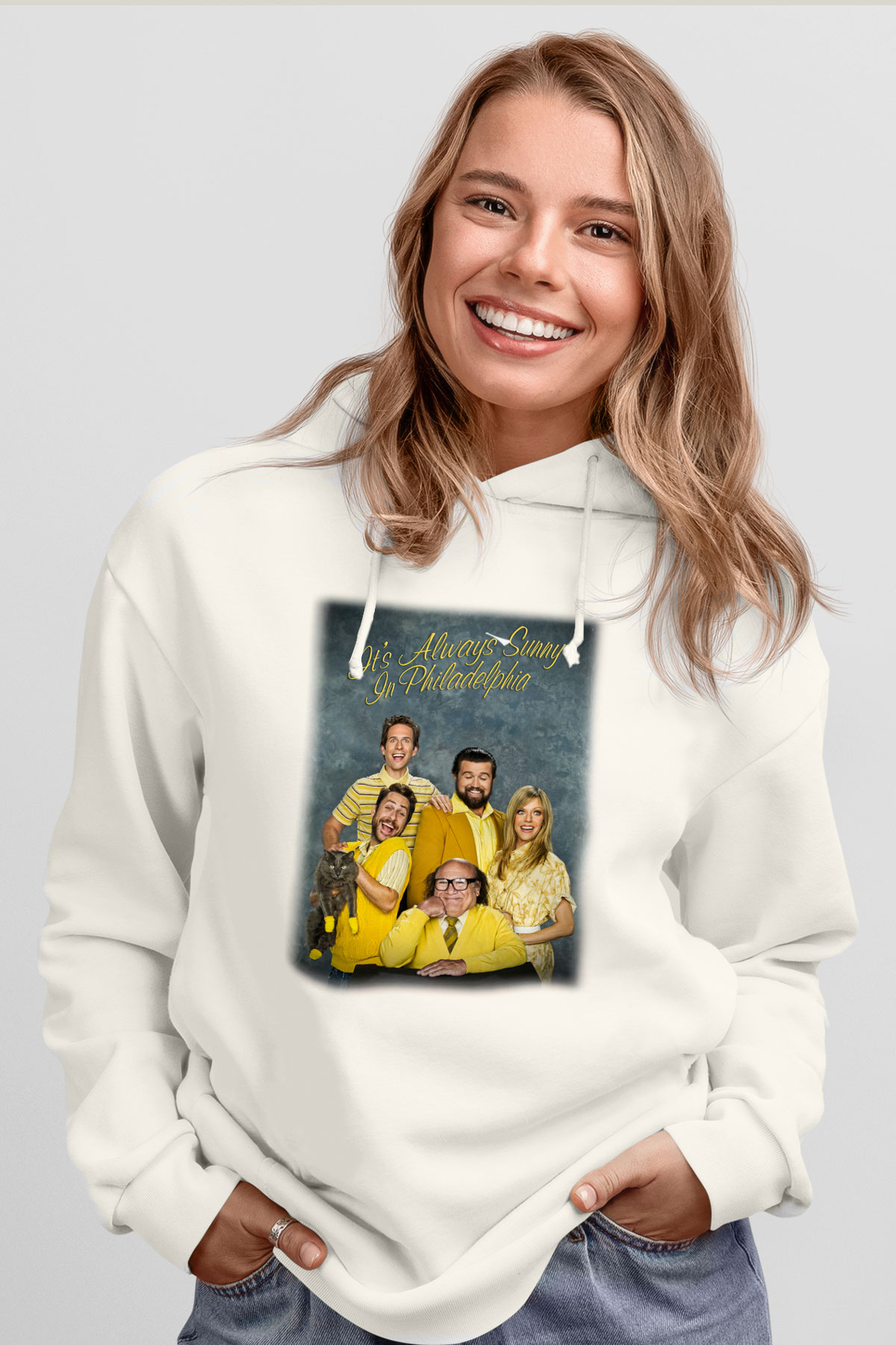 It's Always Sunny in Philadelphia Beyaz Unisex Kapşonlu Sweatshirt