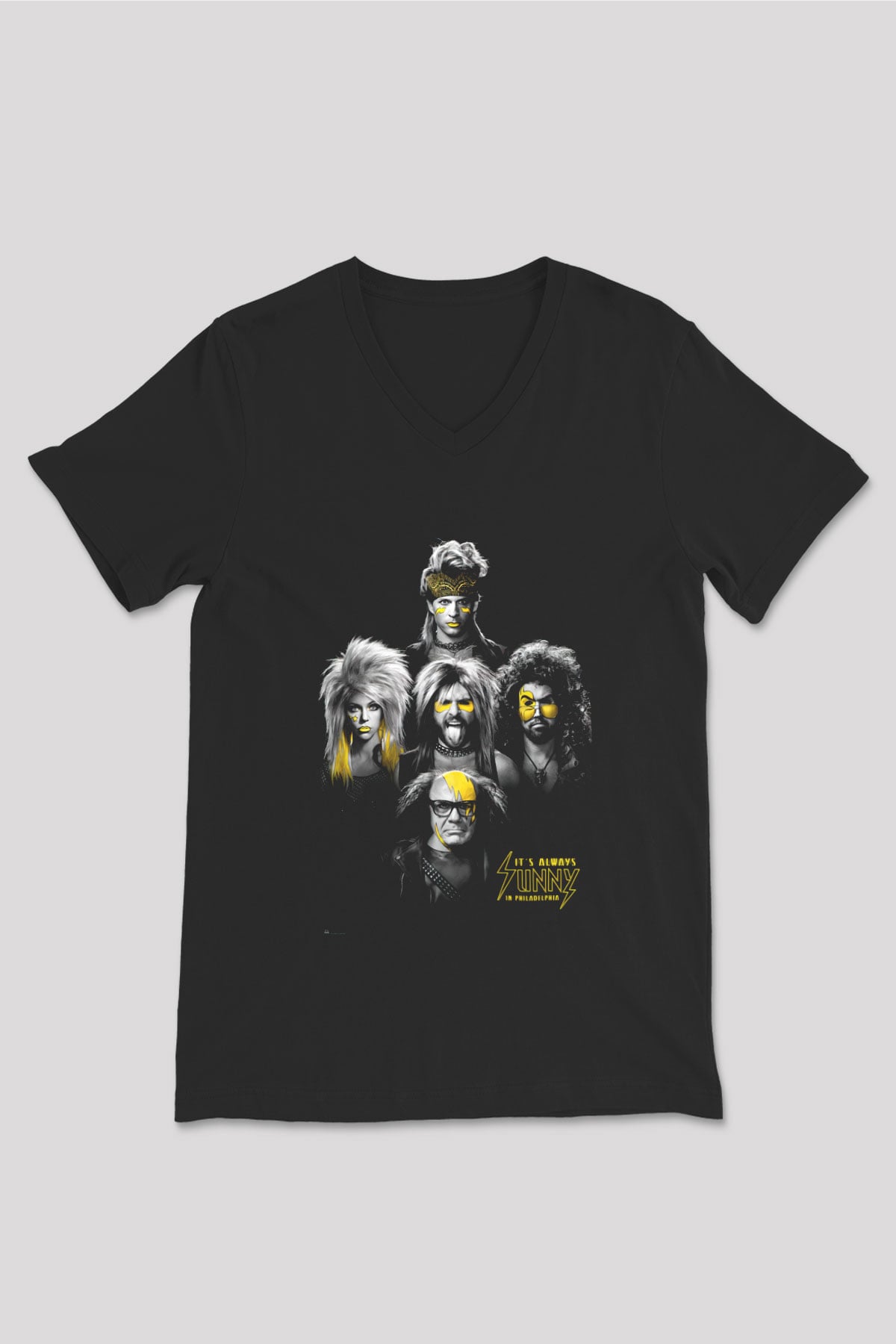 It's Always Sunny in Philadelphia Siyah Unisex V Yaka Tişört T-Shirt
