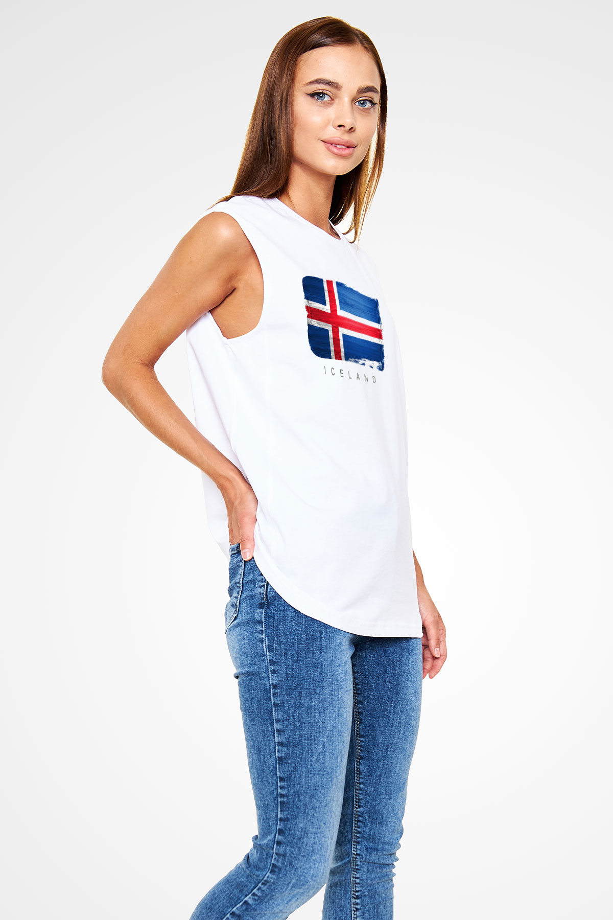 İzlanda Beyaz Unisex Kolsuz Tişört