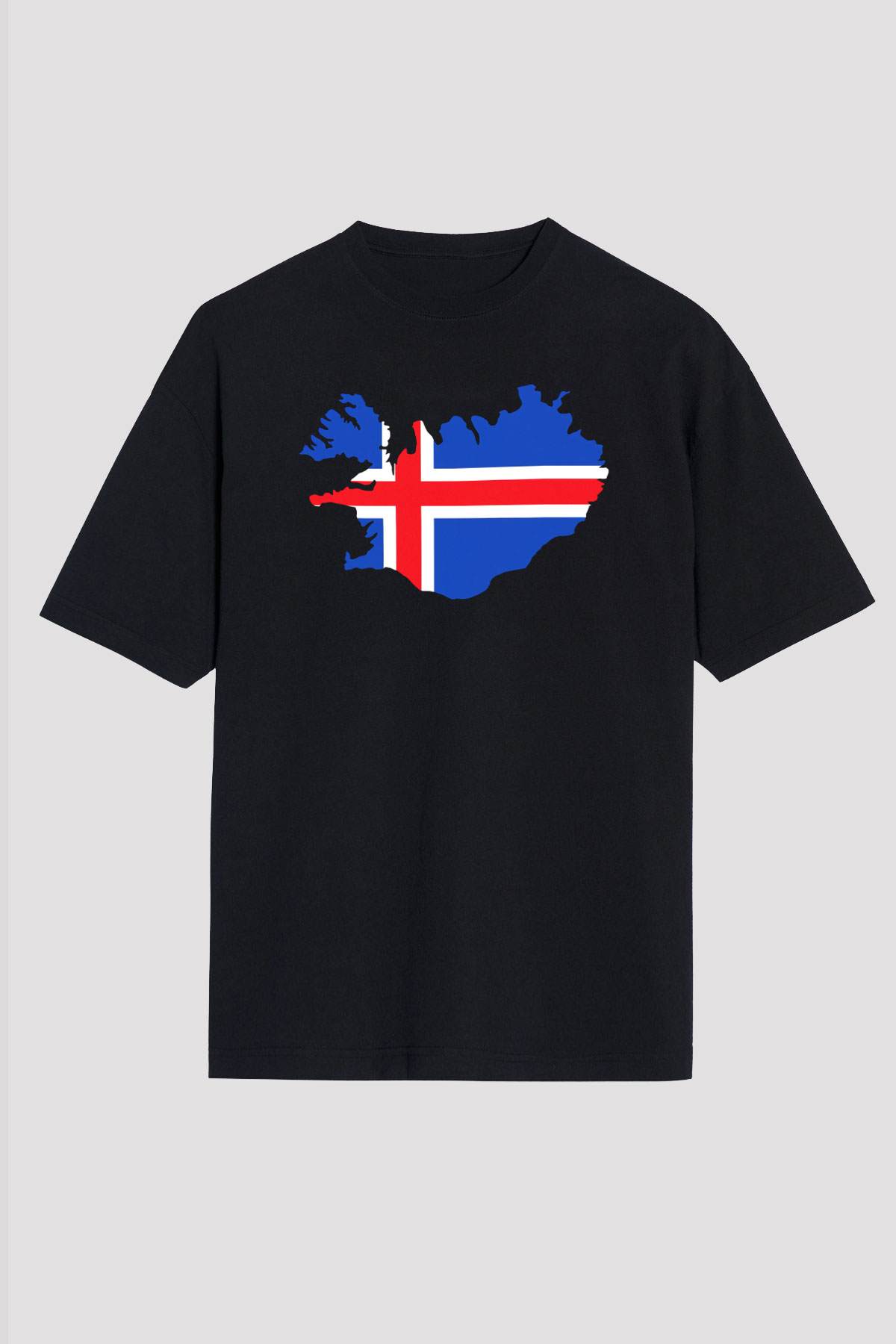 İzlanda Siyah Unisex Oversize Tişört T-Shirt