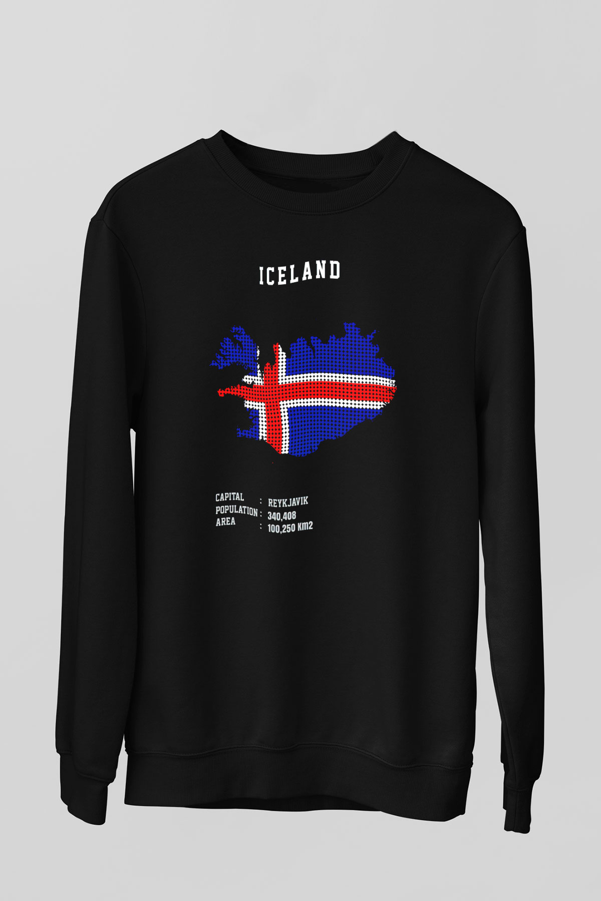 İzlanda Siyah Unisex Sweatshirt