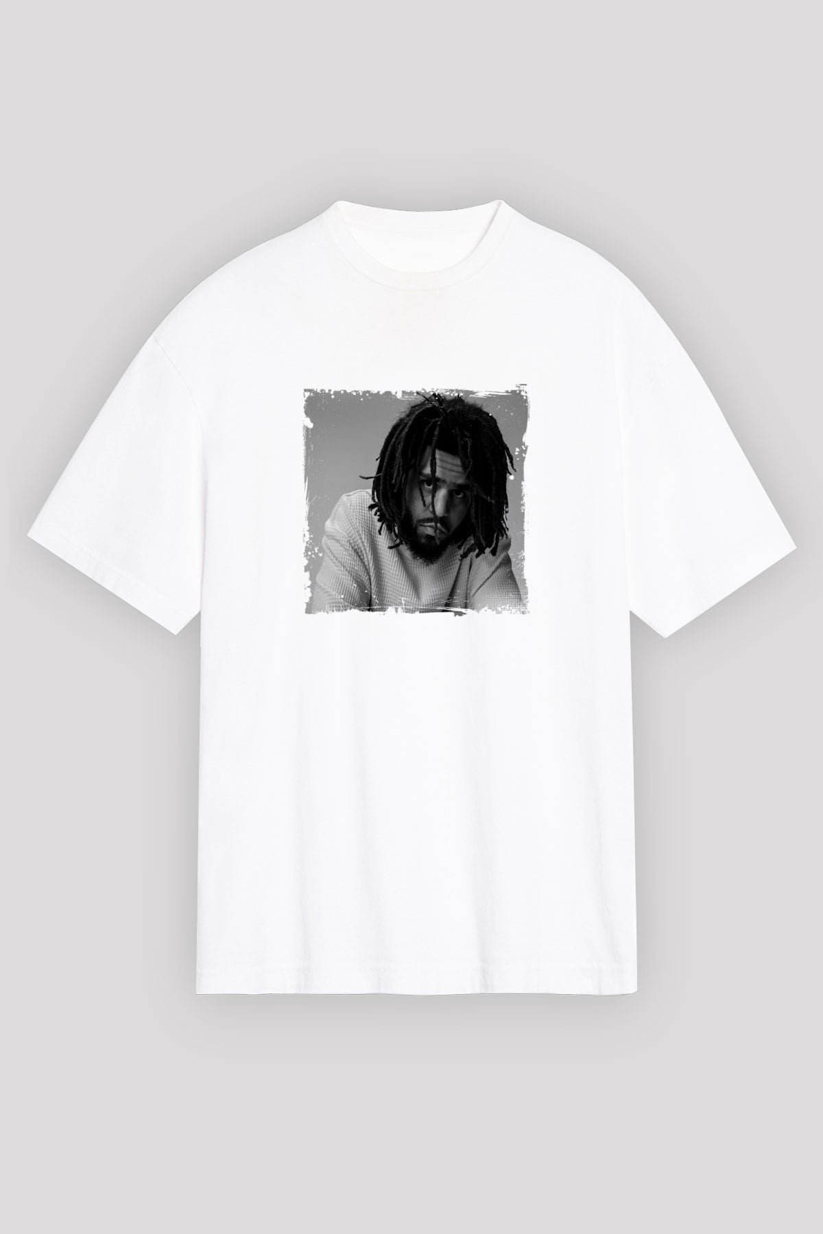 J. Cole Baskılı Unisex Beyaz Tişört