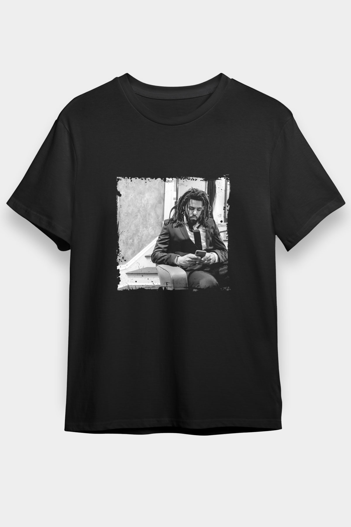 J. Cole Baskılı Unisex Siyah Tişört