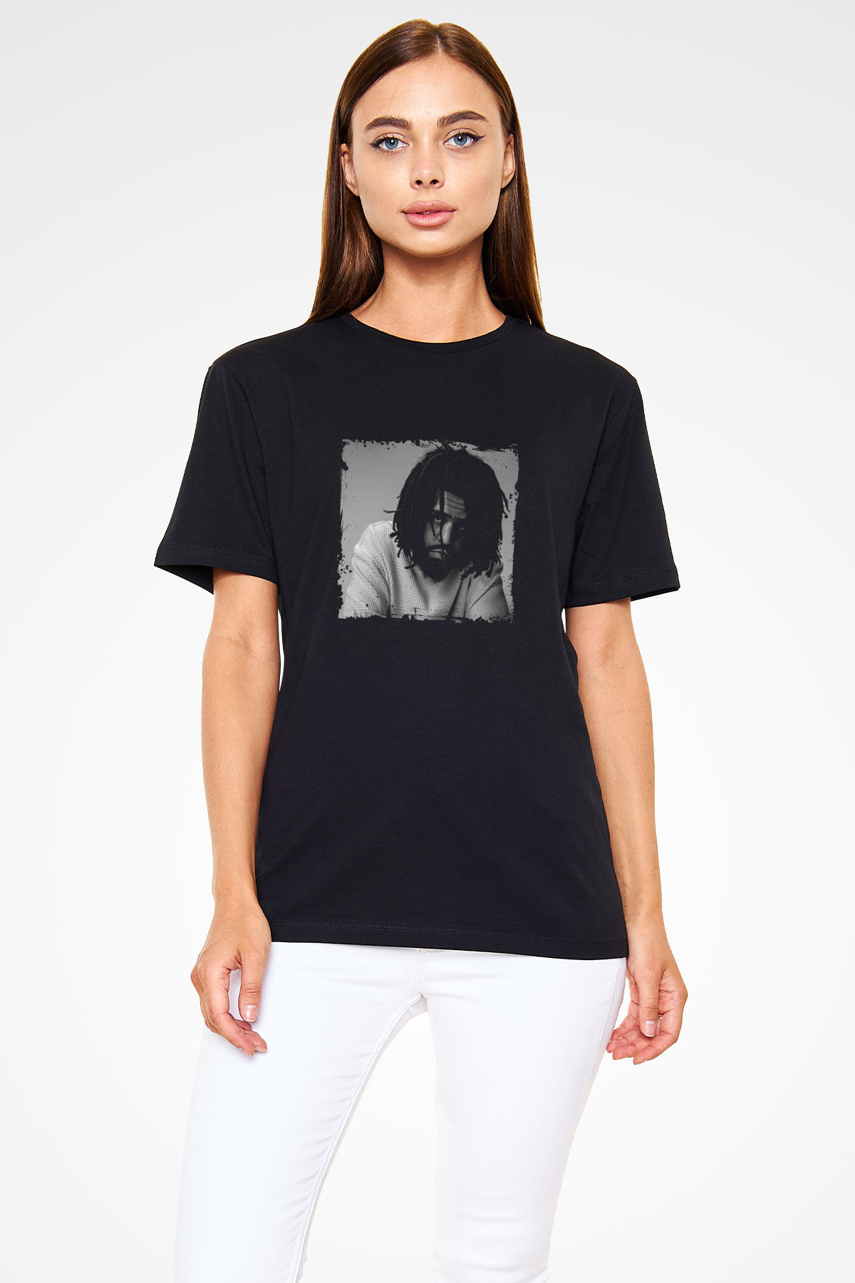 J. Cole Baskılı Unisex Siyah Tişört