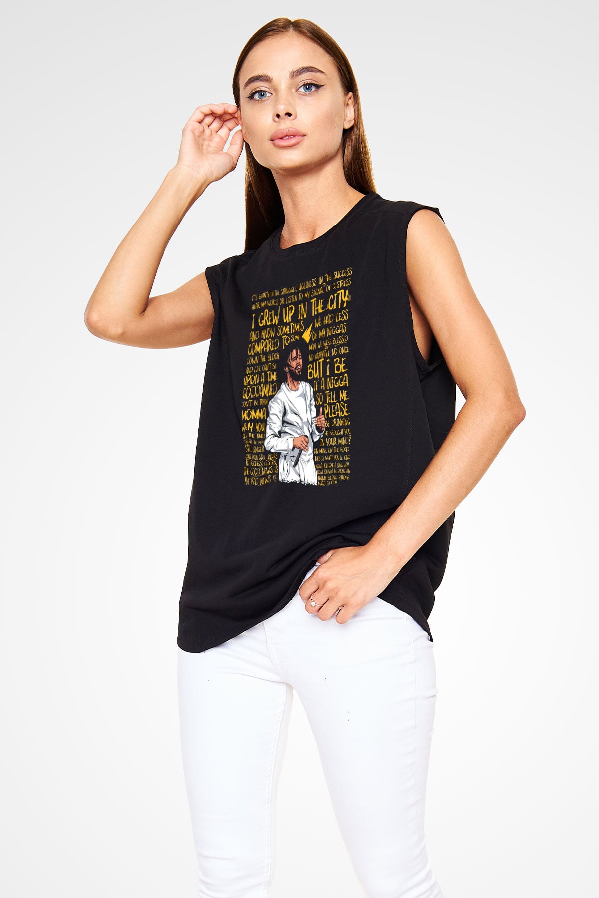 J. Cole Siyah Unisex Kolsuz Tişört