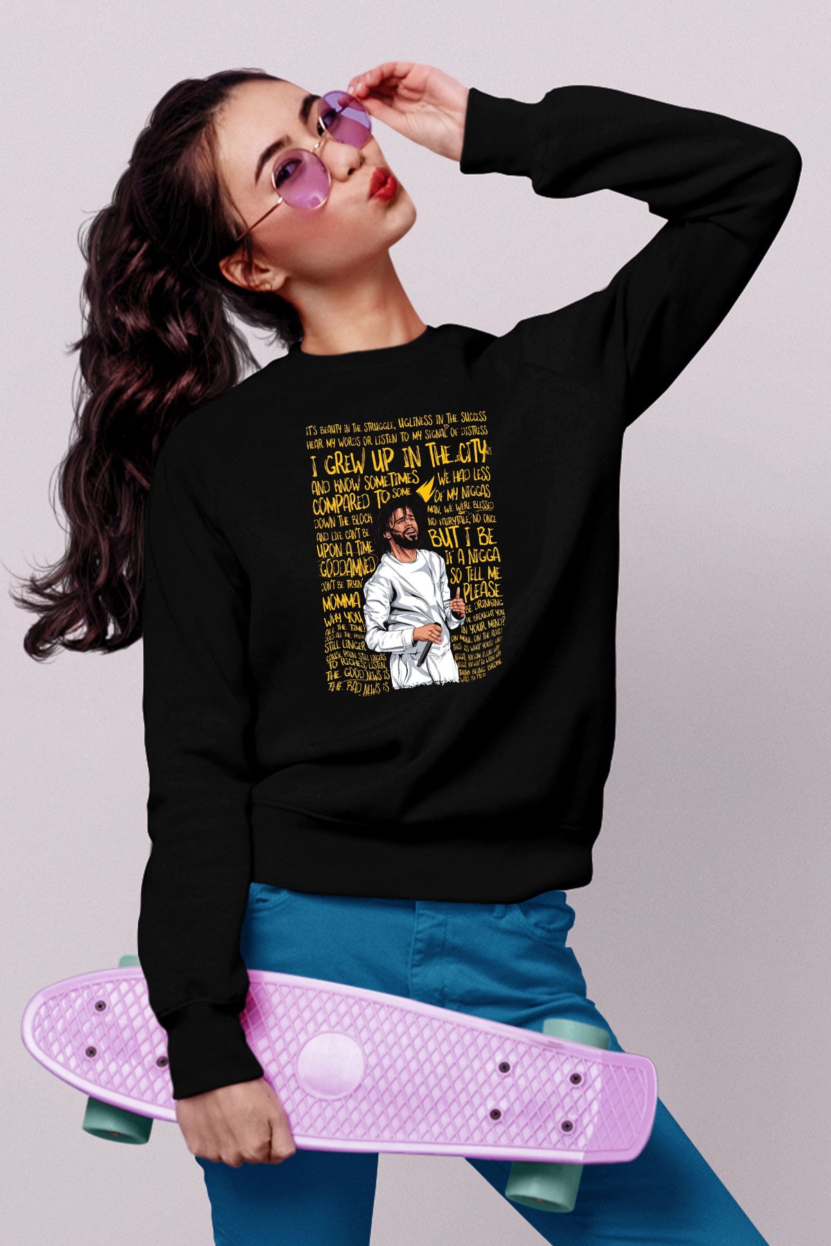 J. Cole Siyah Unisex Sweatshirt