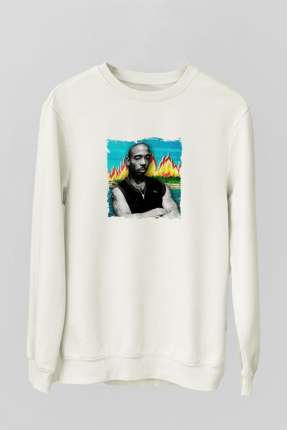 Ja Rule Baskılı Unisex Beyaz Sweatshirt