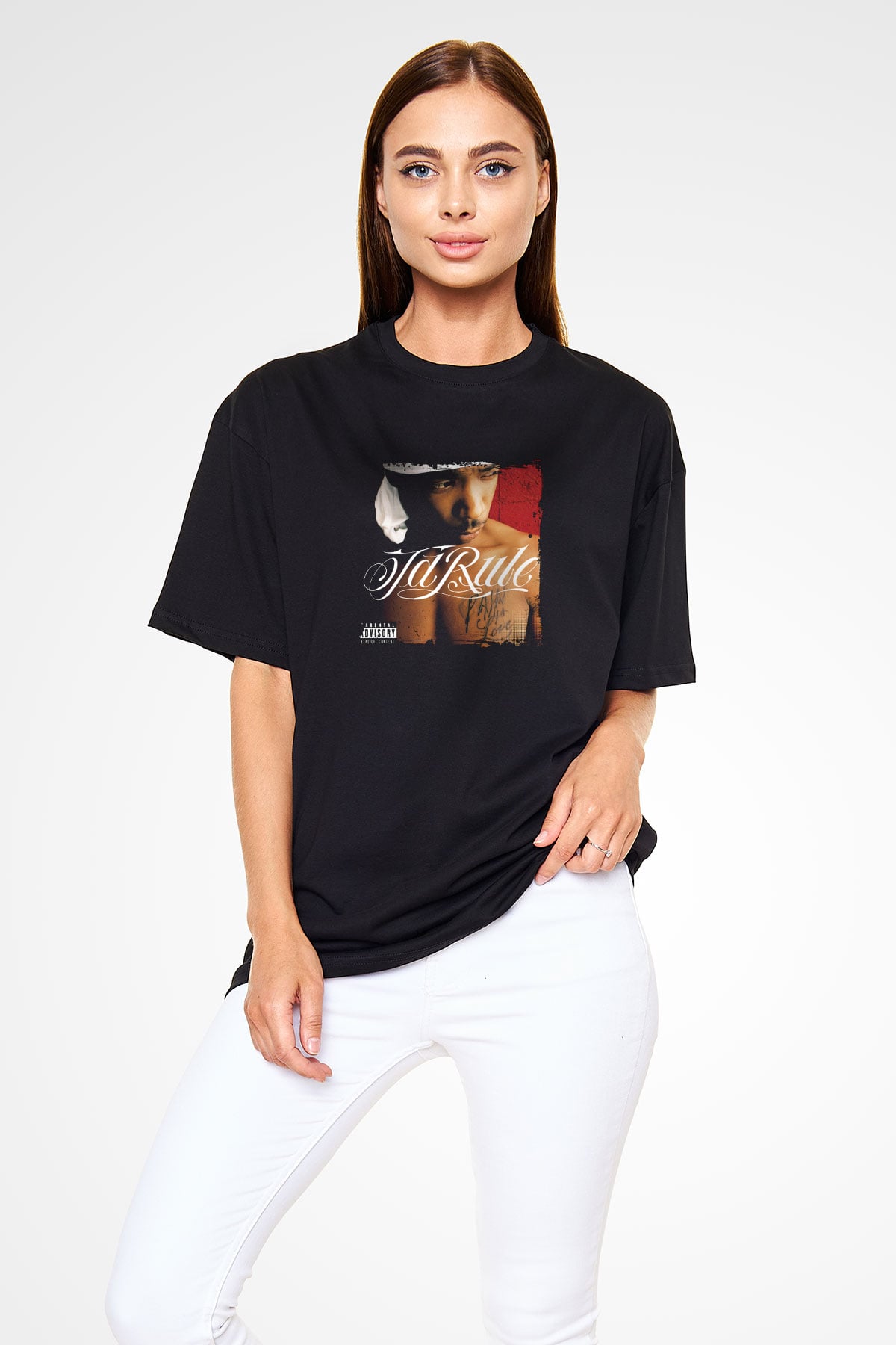 Ja Rule Baskılı Unisex Oversize Siyah Tişört