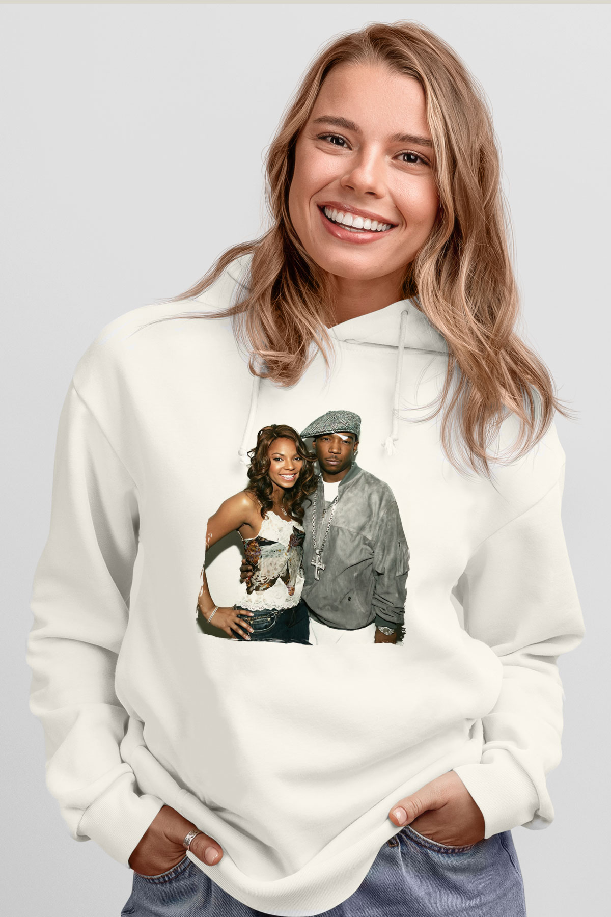 Ja Rule Beyaz Unisex Kapüşonlu Sweatshirt