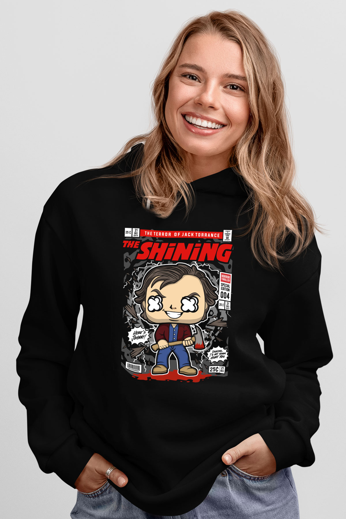Jack Torrance Baskılı Unisex Siyah Hoodie
