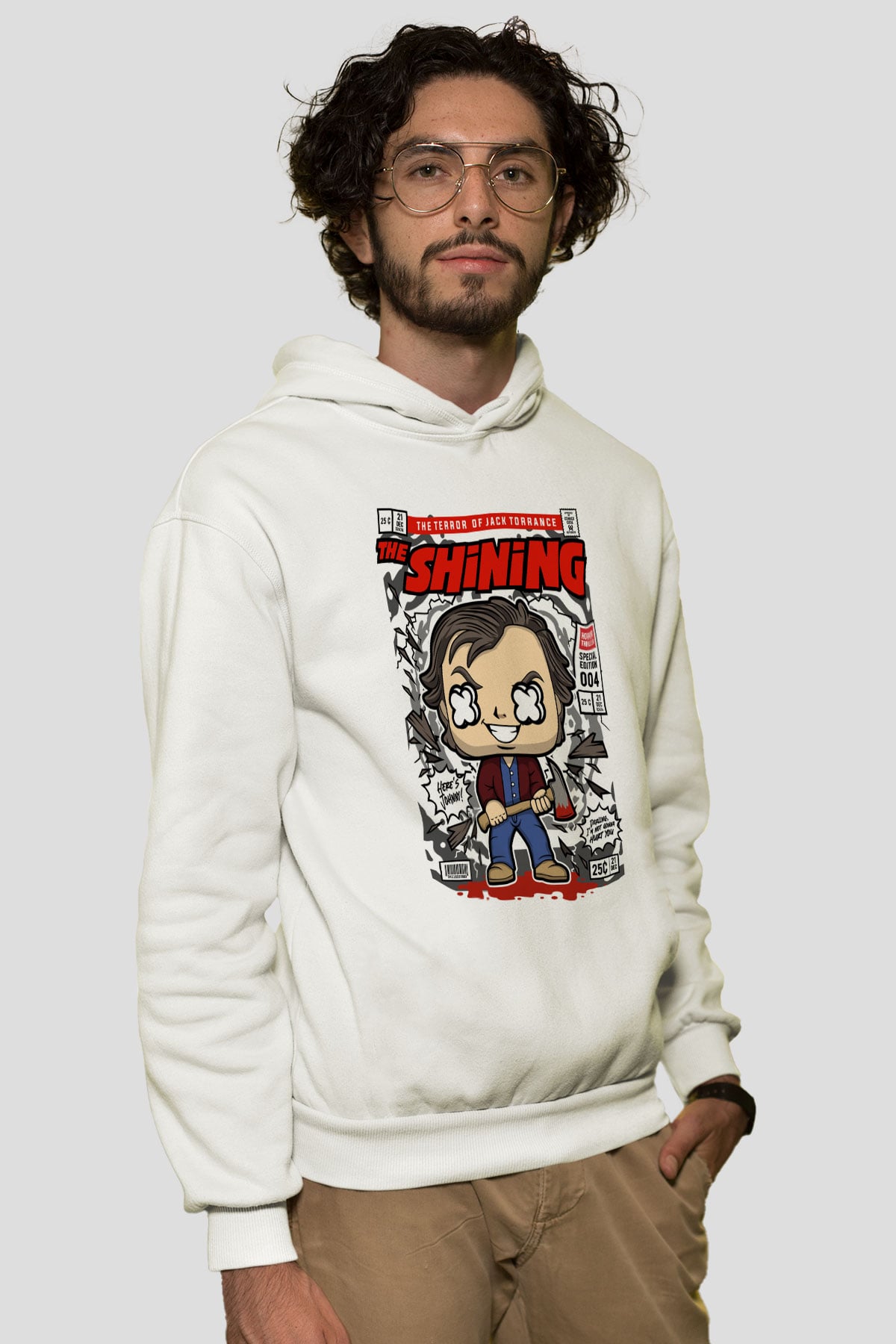 Jack Torrance The Shining Baskılı Unisex Beyaz Hoodie