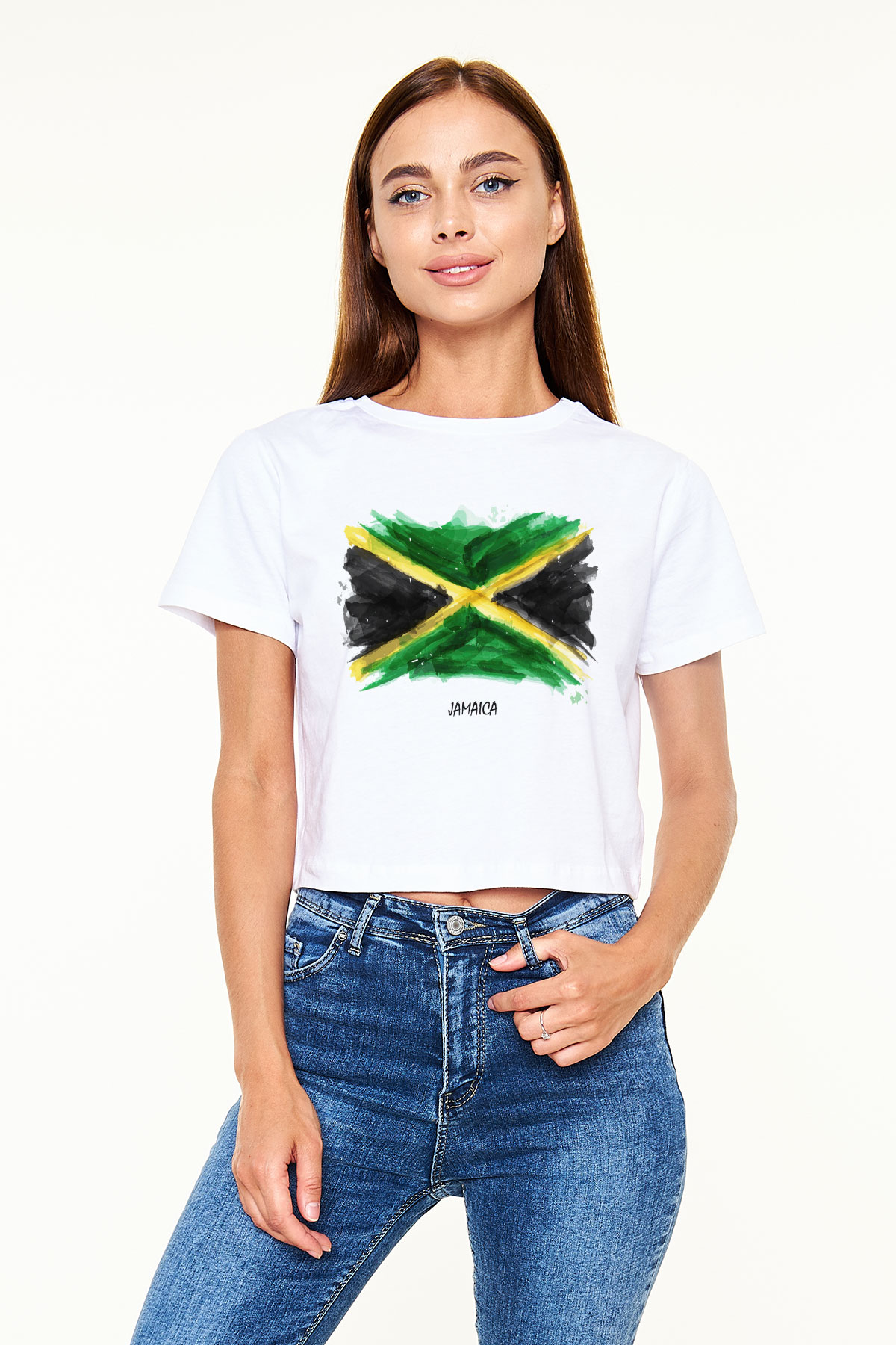 Jamaika Beyaz Croptop Tişört