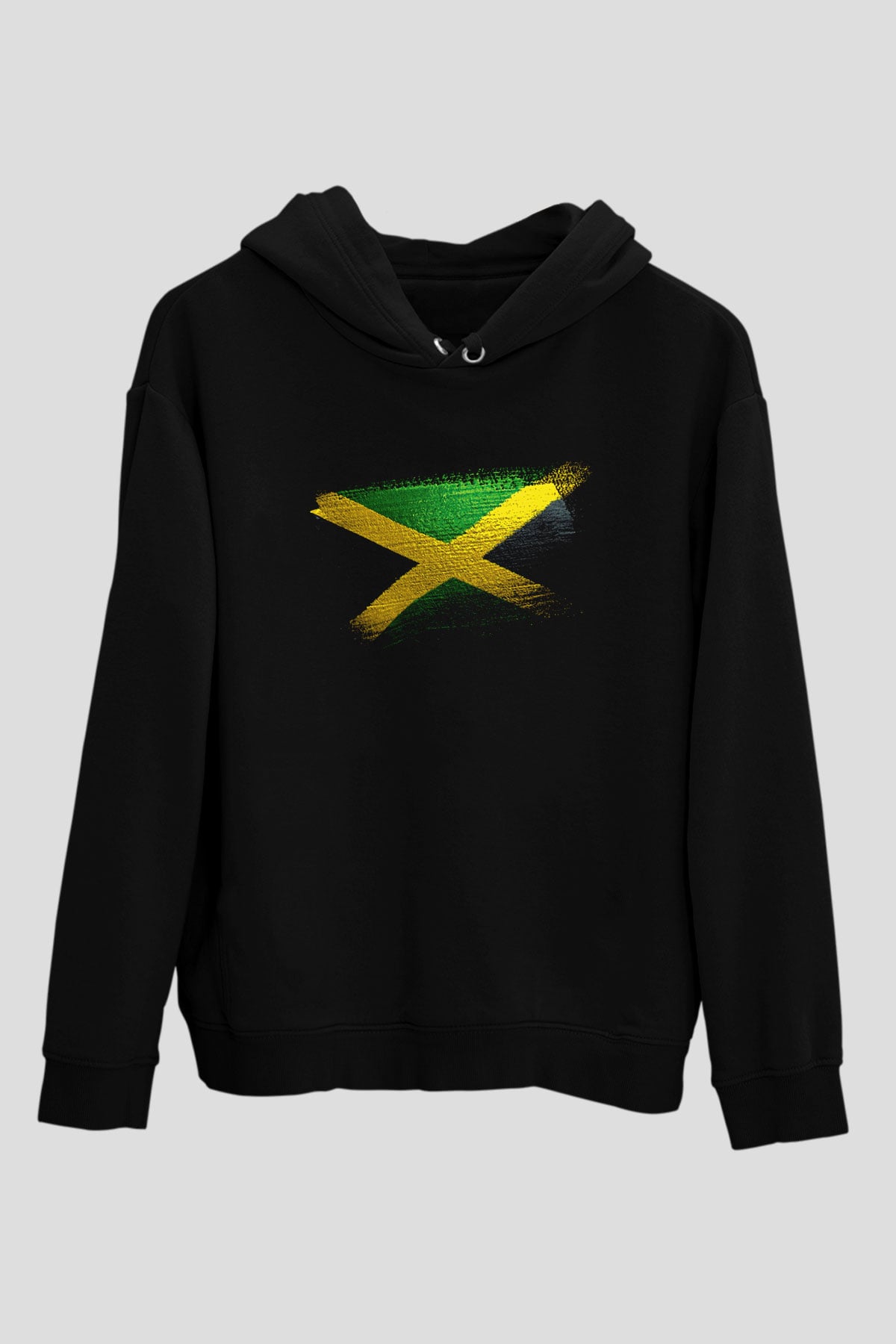 Jamaika - Jamaica Bayrağı Baskılı Unisex Siyah Hoodie