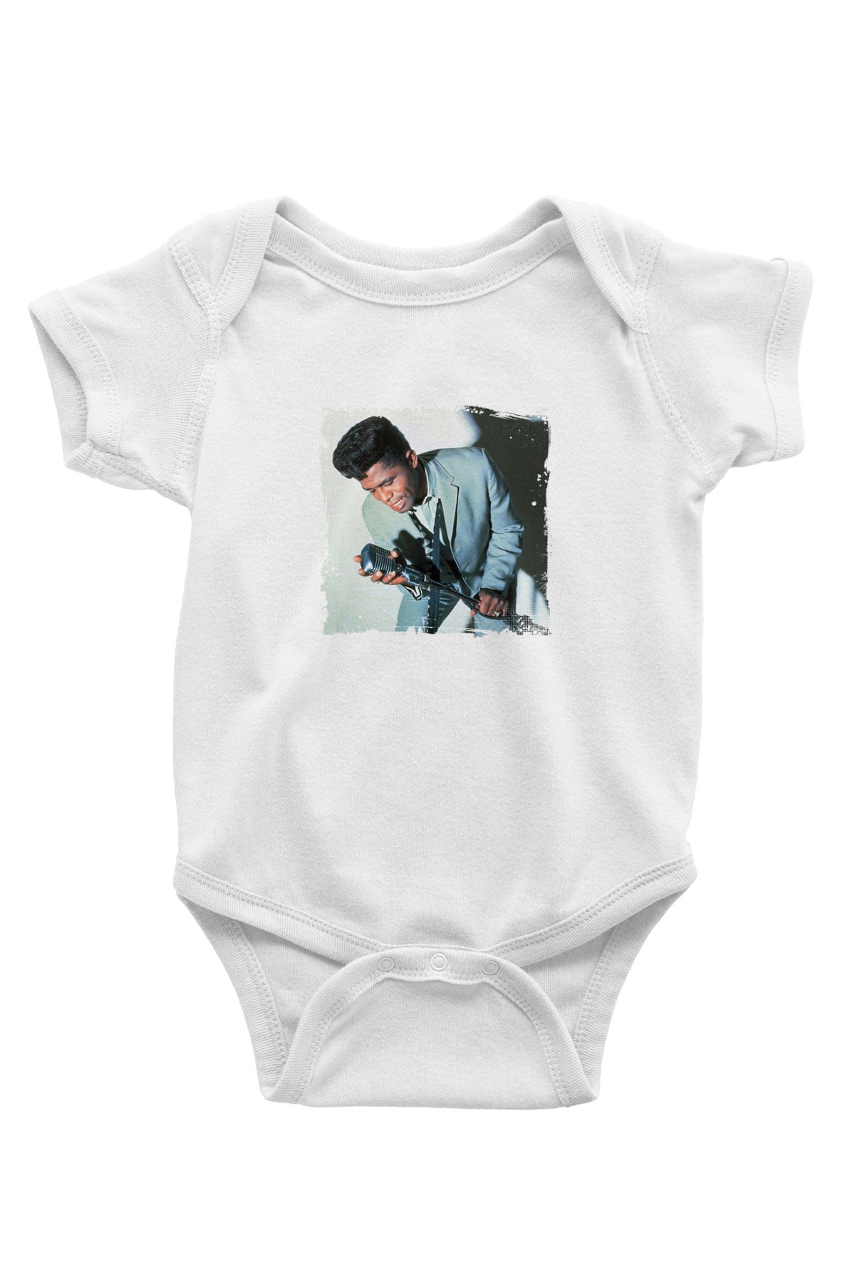 James Brown Baskılı Unisex Beyaz Bebek Body - Zıbın