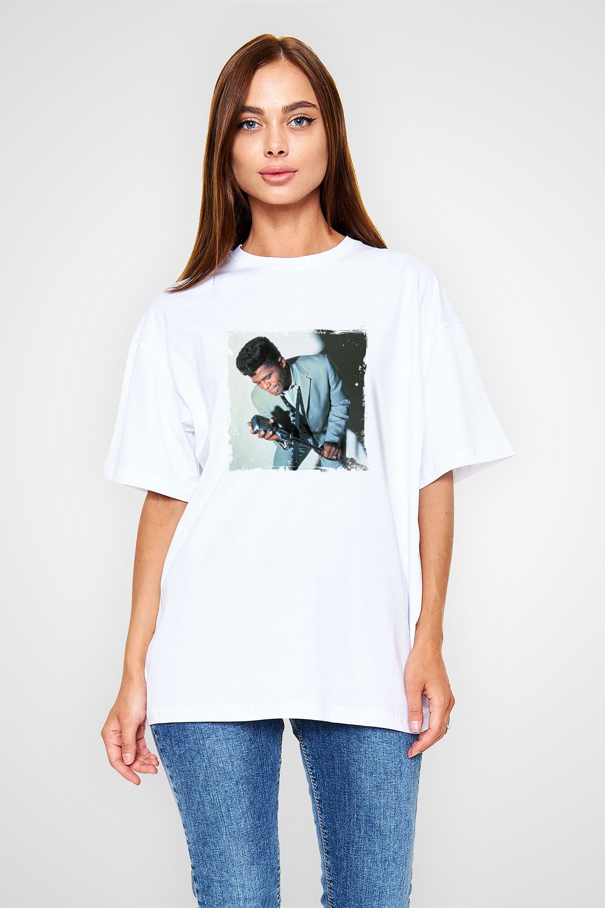 James Brown Baskılı Unisex Beyaz Tişört