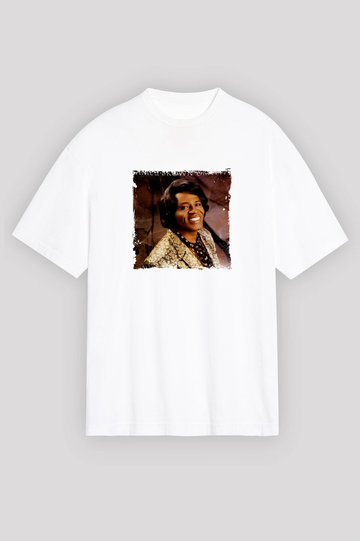James Brown Baskılı Unisex Beyaz Tişört