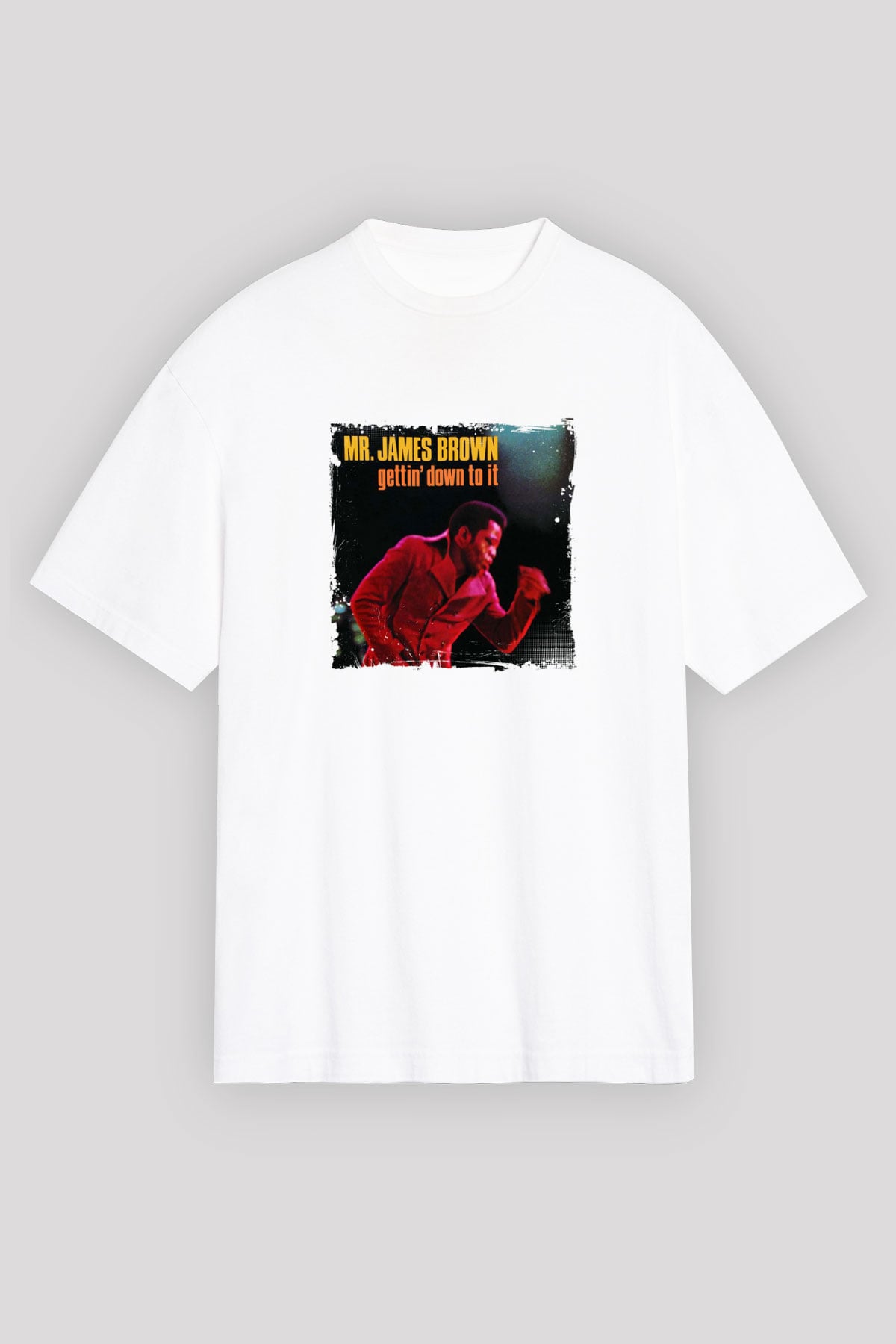 James Brown Baskılı Unisex Beyaz Tişört