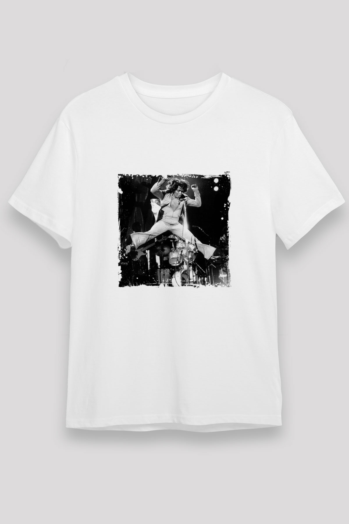 James Brown Baskılı Unisex Beyaz Tişört