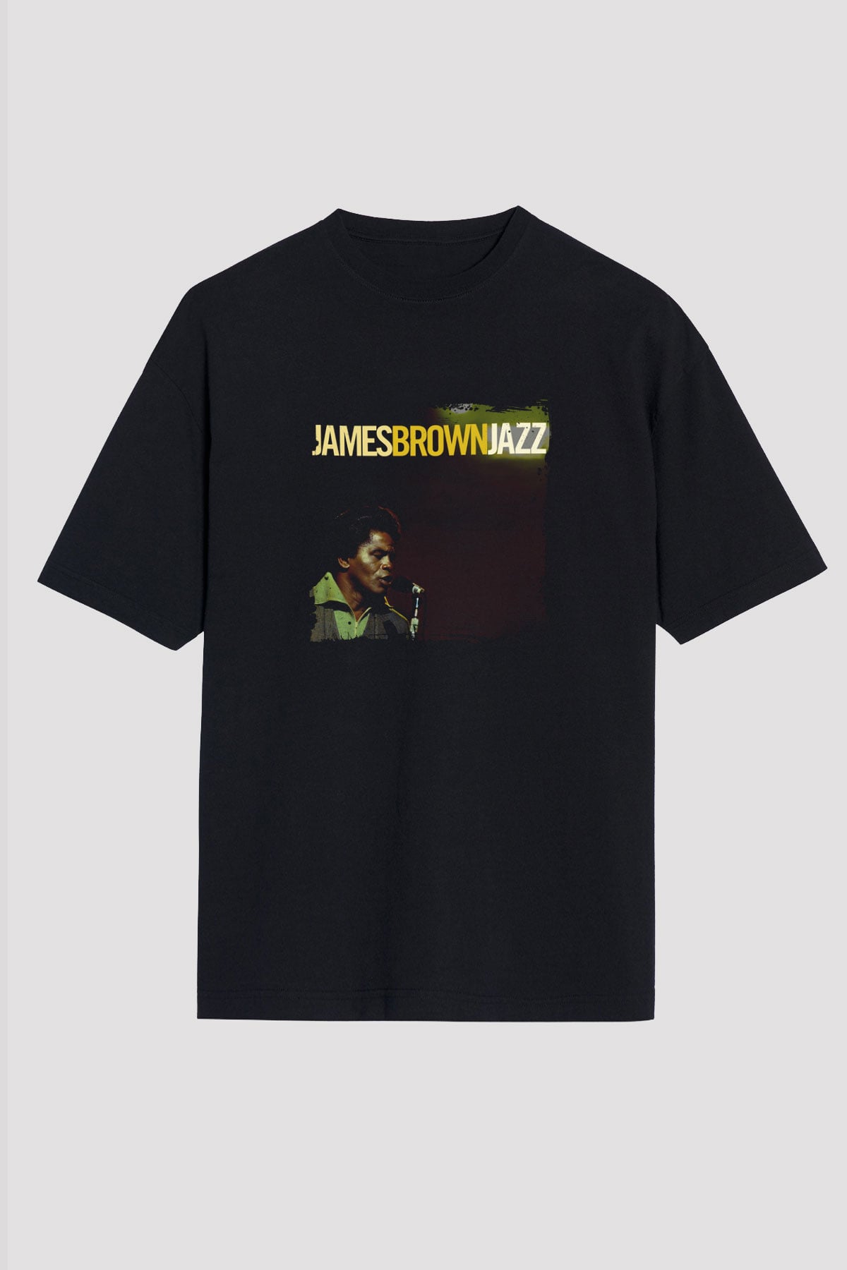 James Brown Baskılı Unisex Oversize Siyah Tişört