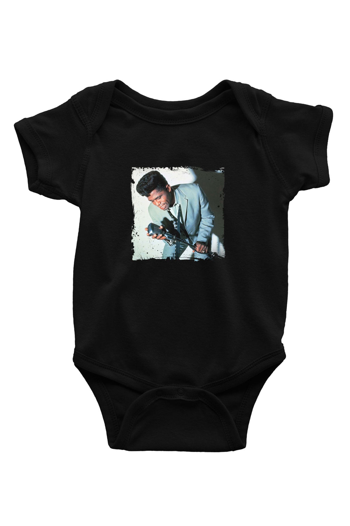 James Brown Baskılı Unisex Siyah Bebek Body - Zıbın