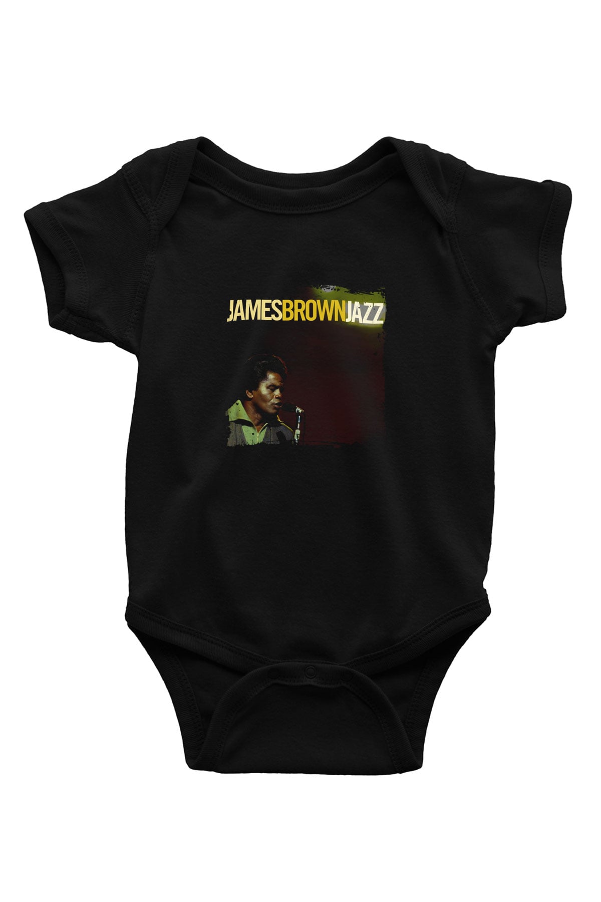 James Brown Baskılı Unisex Siyah Bebek Body - Zıbın