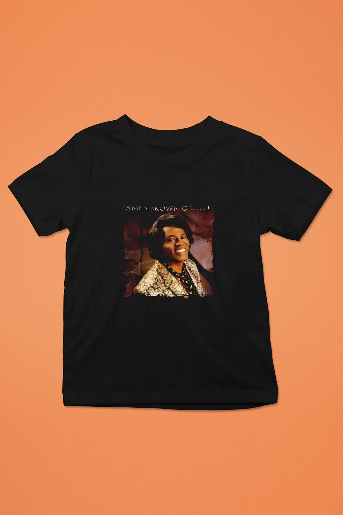 James Brown Baskılı Unisex Siyah Çocuk Tişört