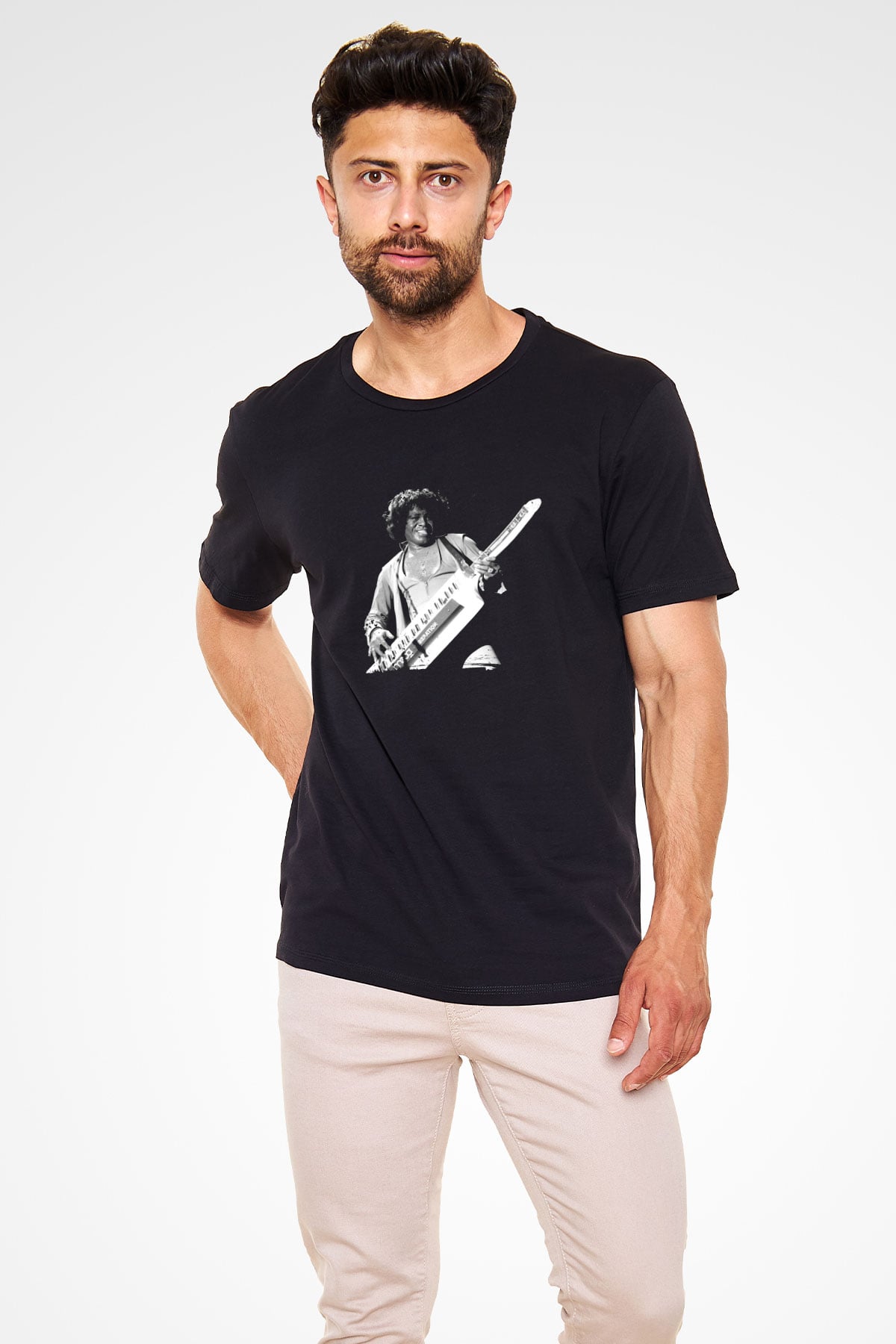 James Brown Baskılı Unisex Siyah Tişört