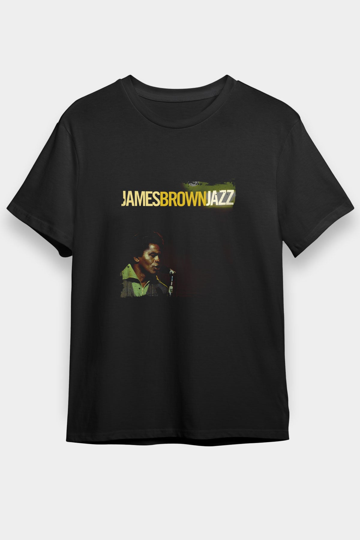 James Brown Baskılı Unisex Siyah Tişört