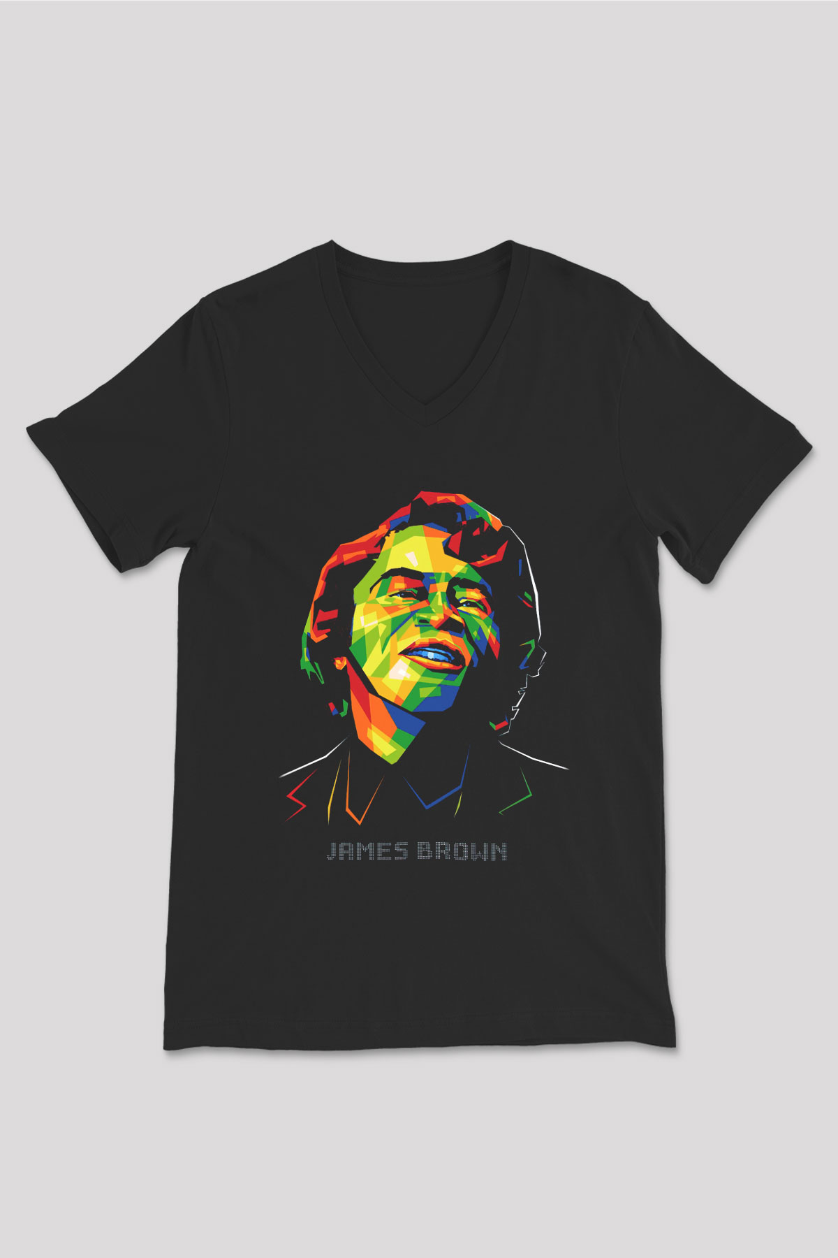 James Brown Siyah Unisex V Yaka Tişört