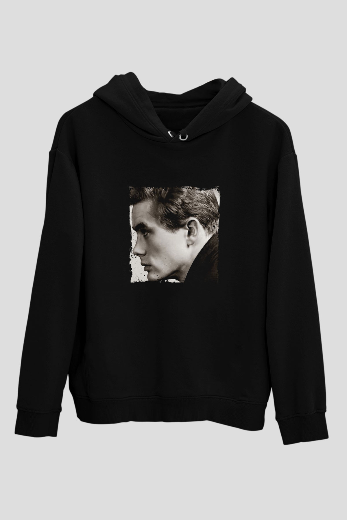 James Dean Baskılı Unisex Siyah Hoodie