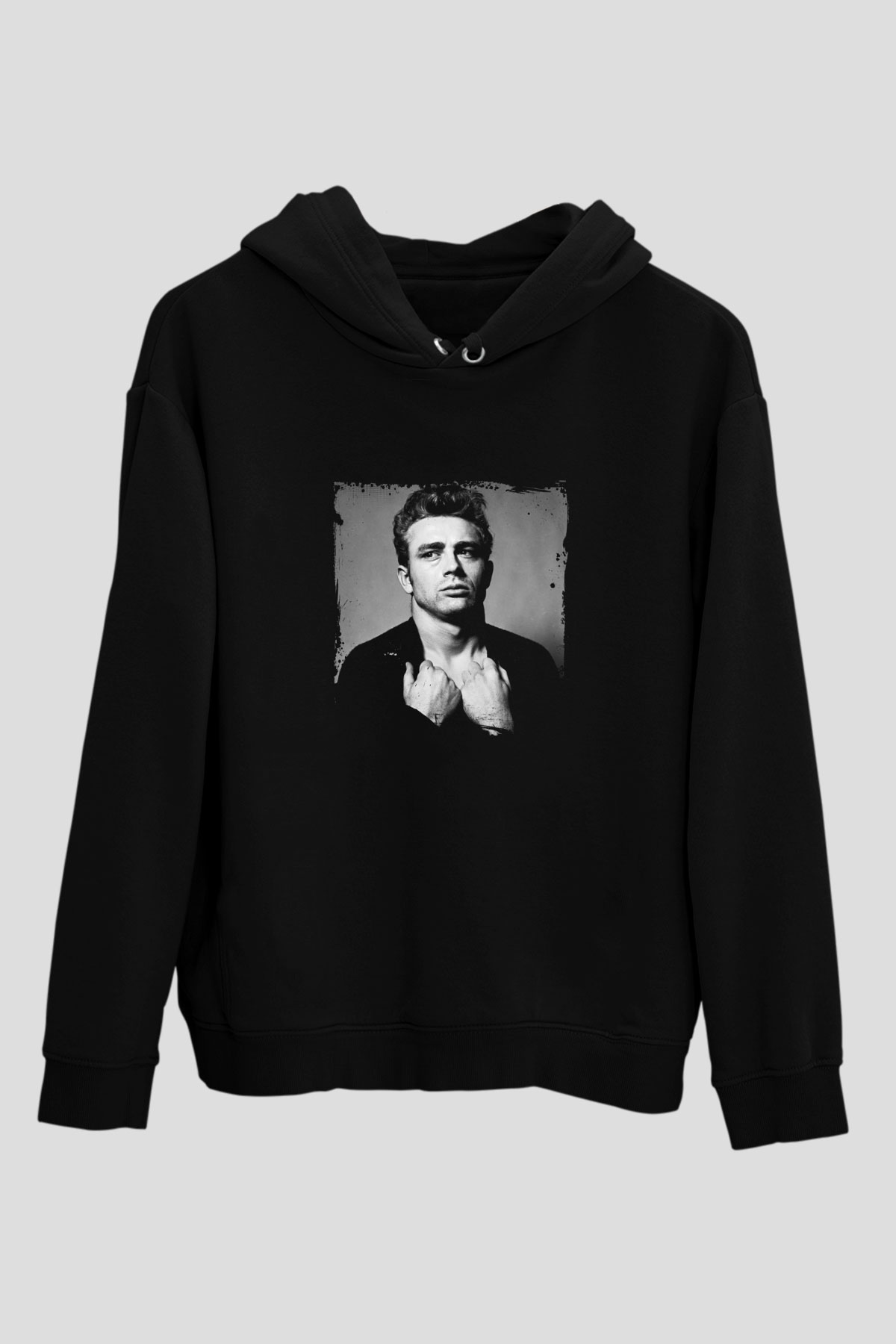 James Dean Baskılı Unisex Siyah Hoodie